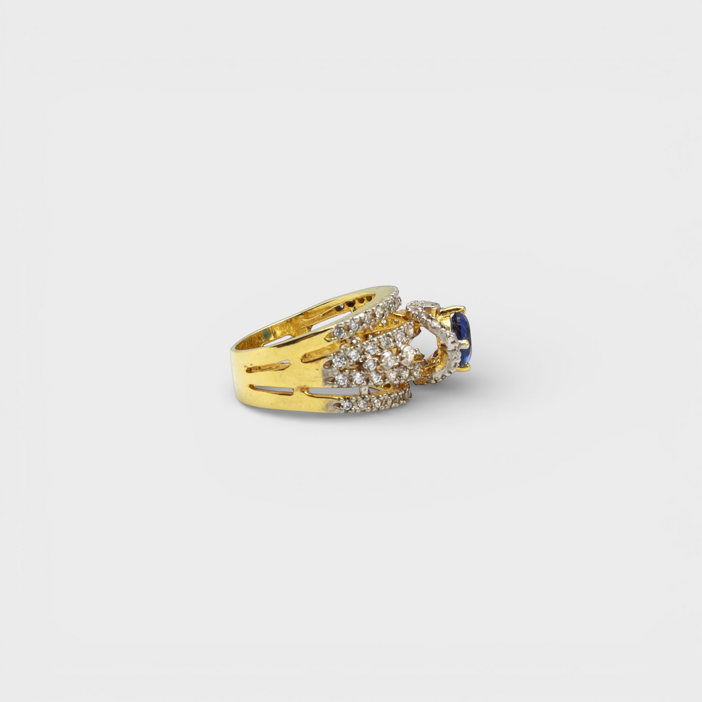 Blue Sapphire Open Lattice Ring