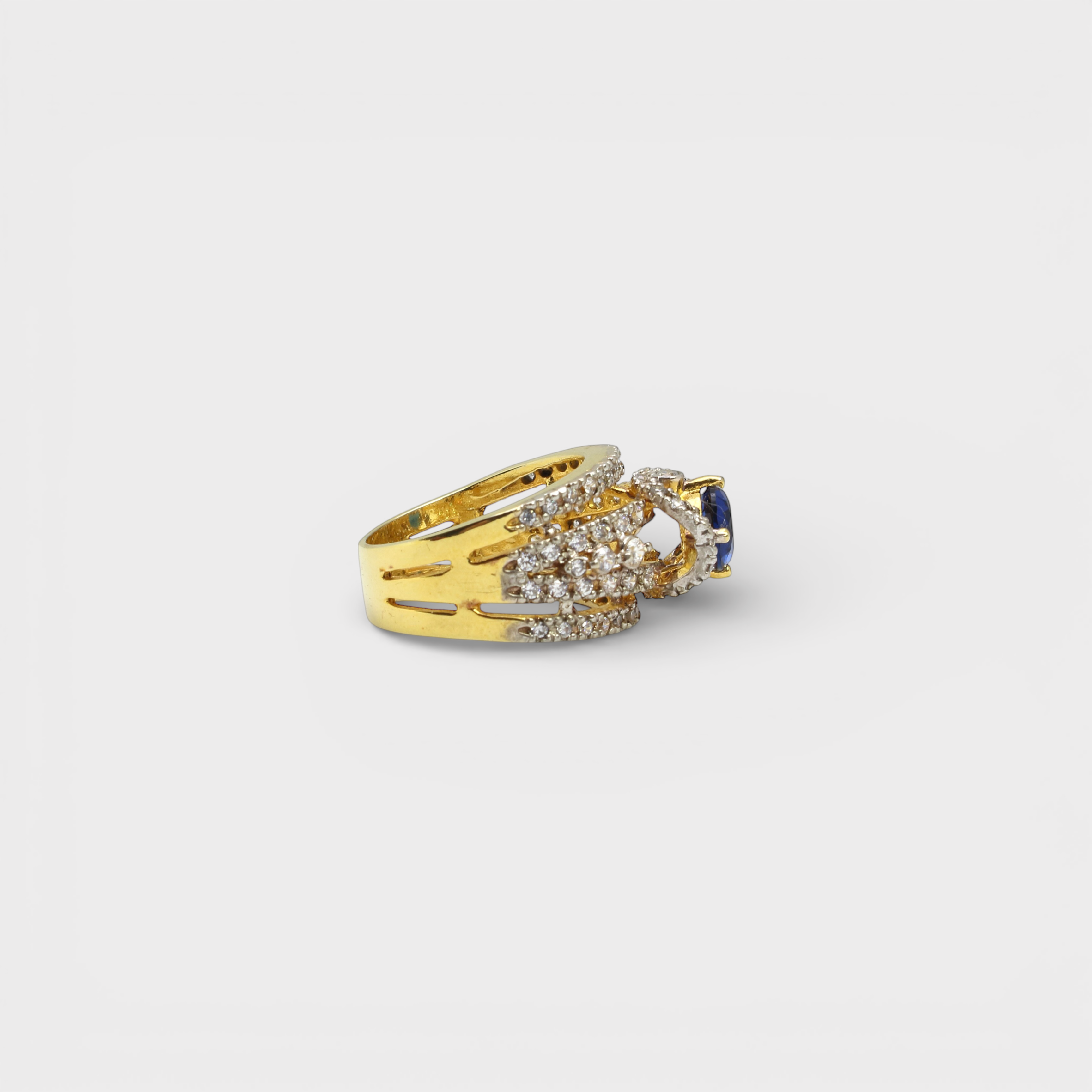 Blue Sapphire Open Lattice Ring