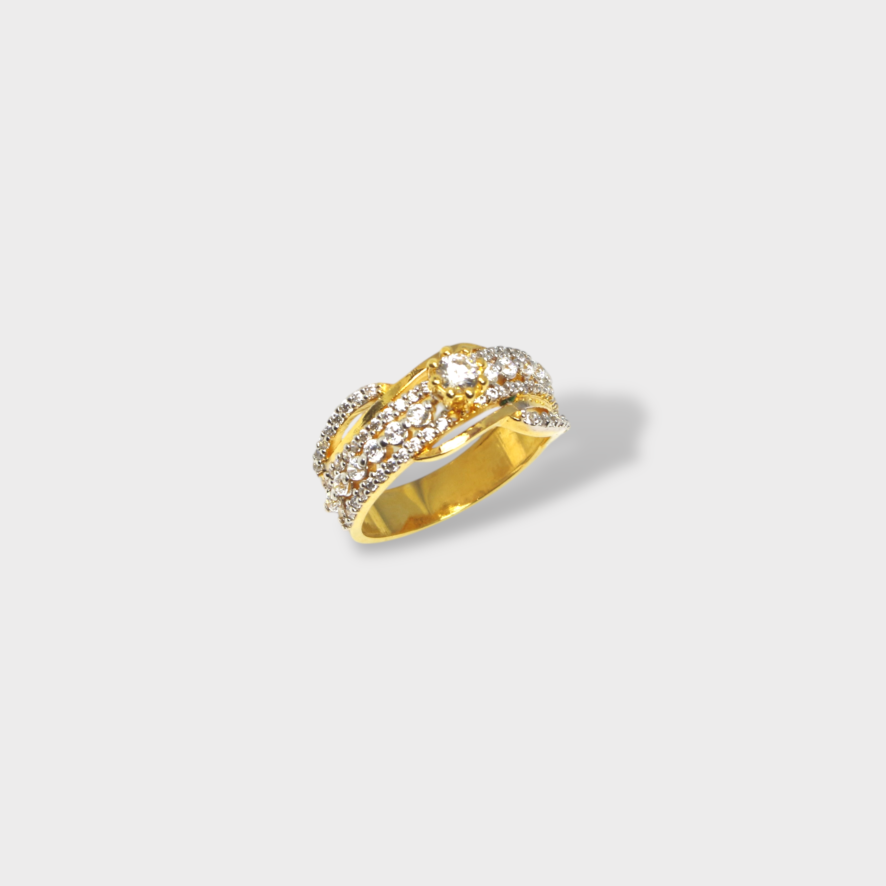 Golden Crisscross Sparkle Cocktail Ring