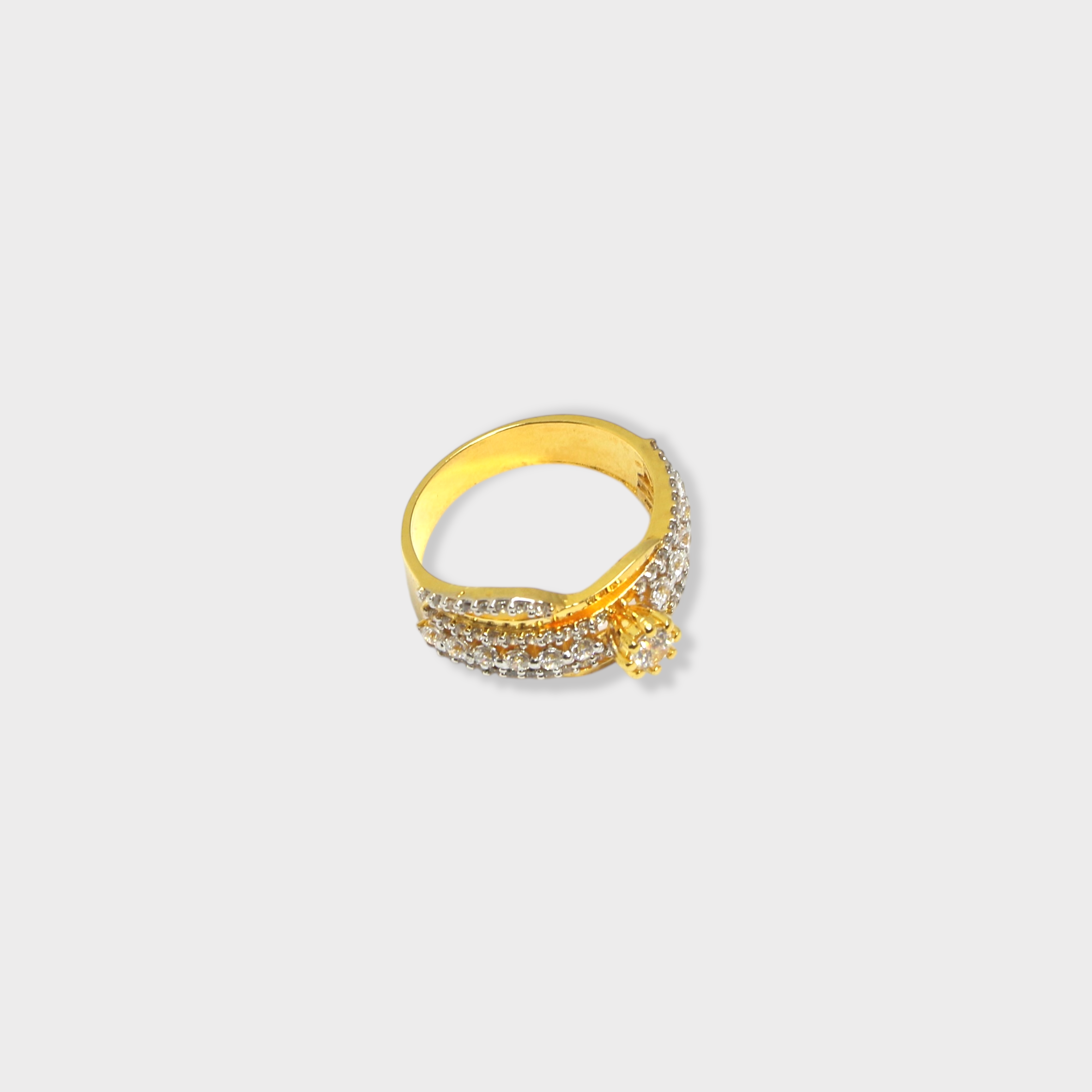 Golden Crisscross Sparkle Cocktail Ring