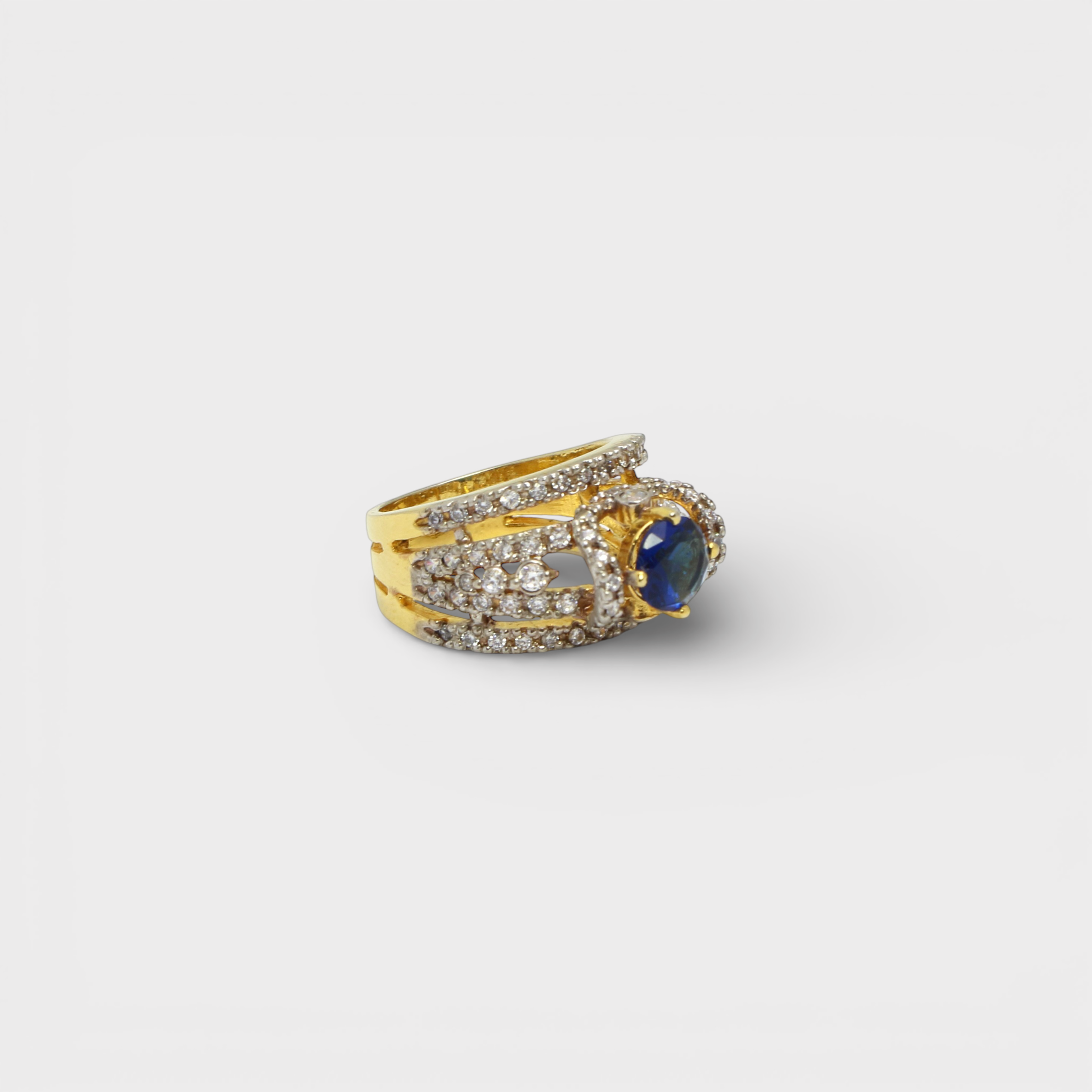 Blue Sapphire Open Lattice Ring