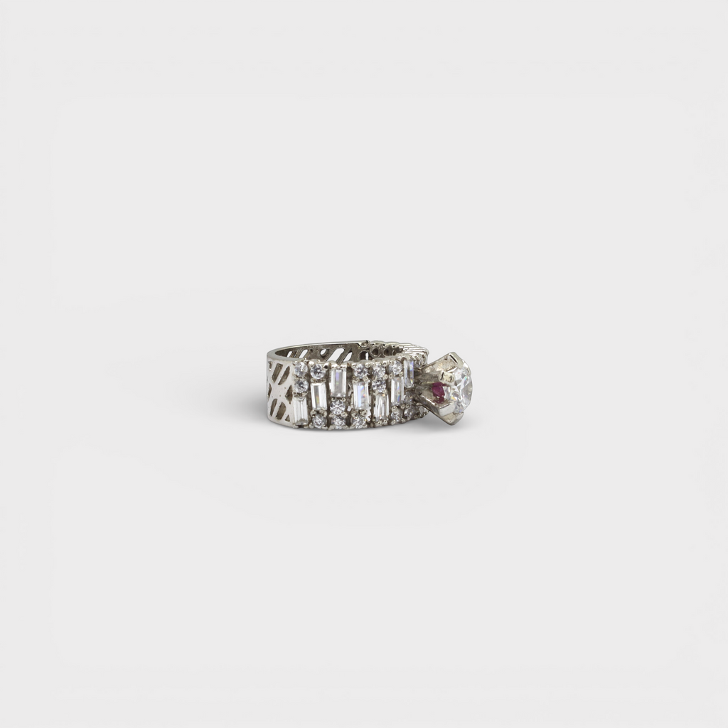 White Sapphire Wide Baguette Band Ring