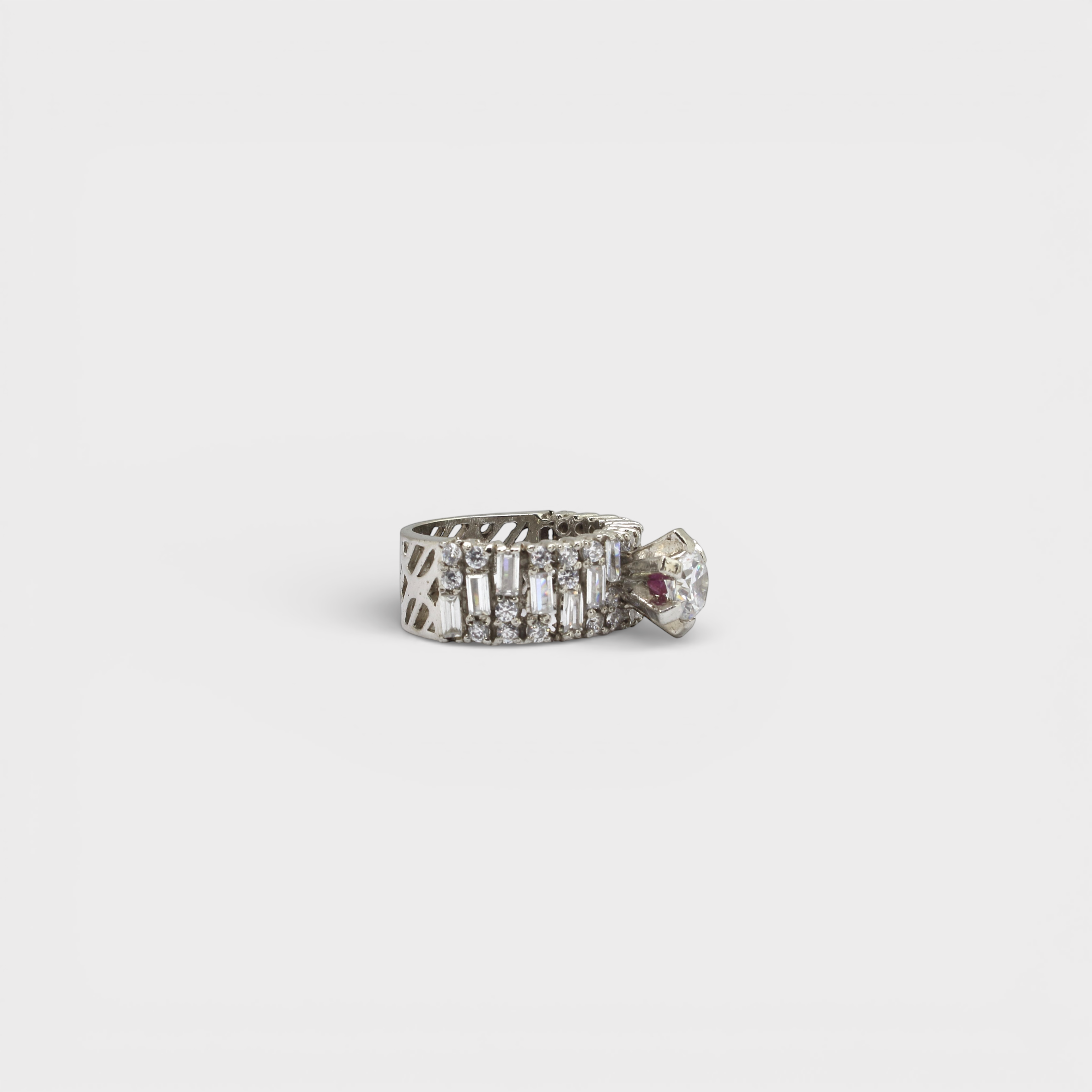 White Sapphire Wide Baguette Band Ring