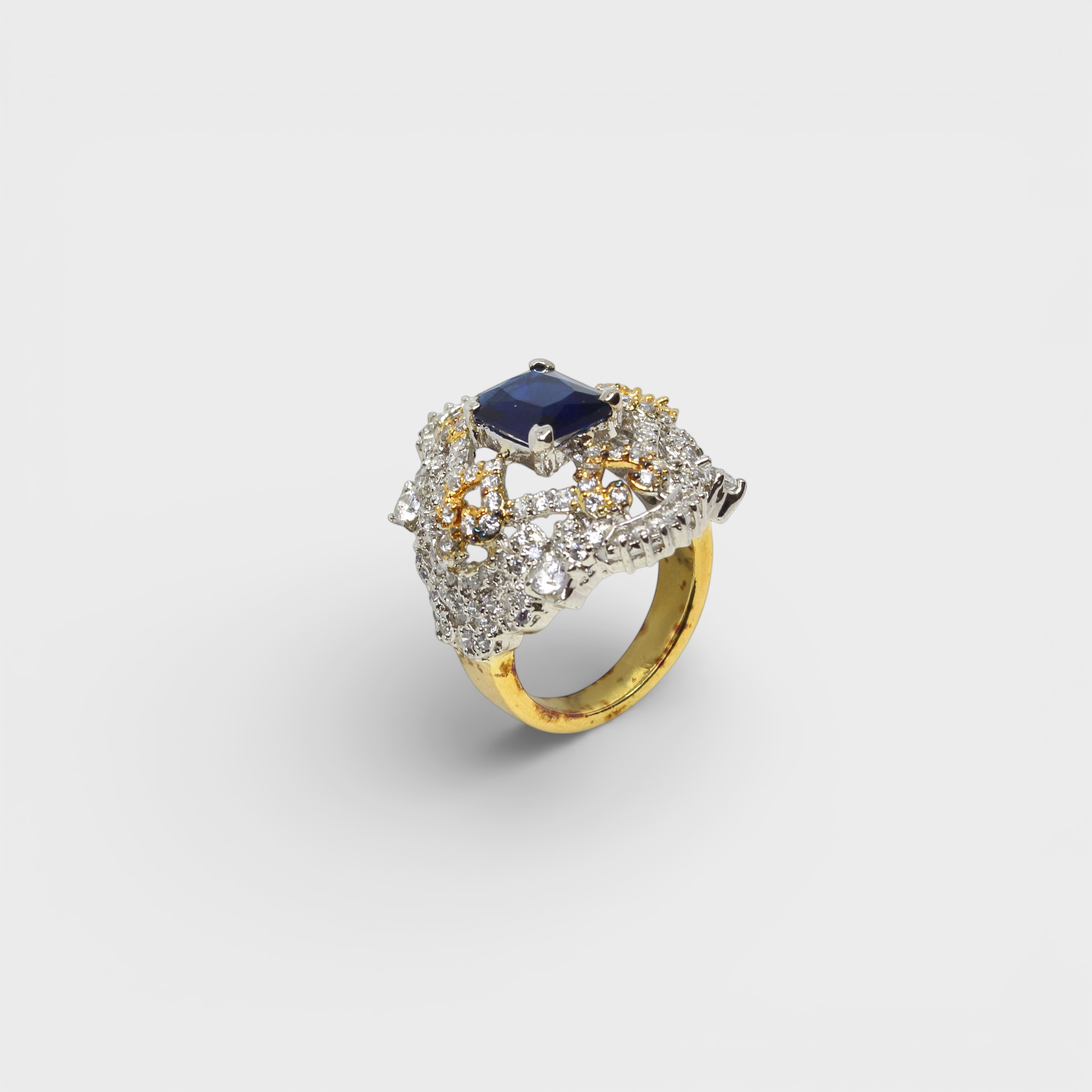 Sapphire Fleur-de-Lis Halo Ring