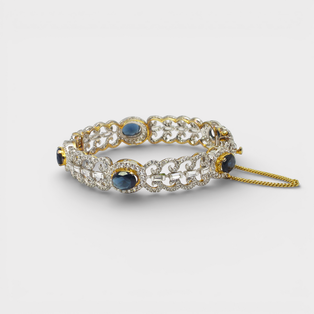Blue Sapphire Open Lattice Bangle