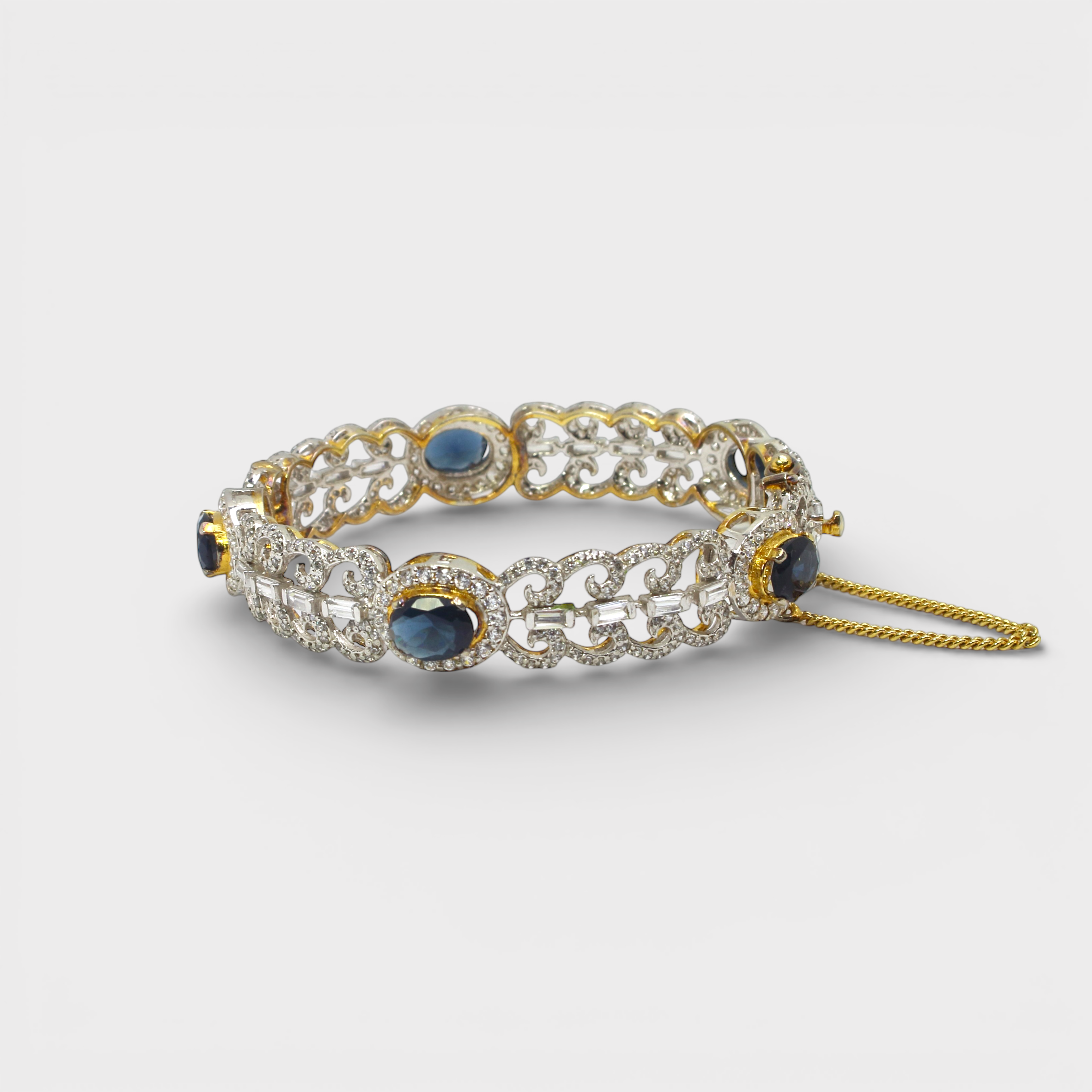 Blue Sapphire Open Lattice Bangle