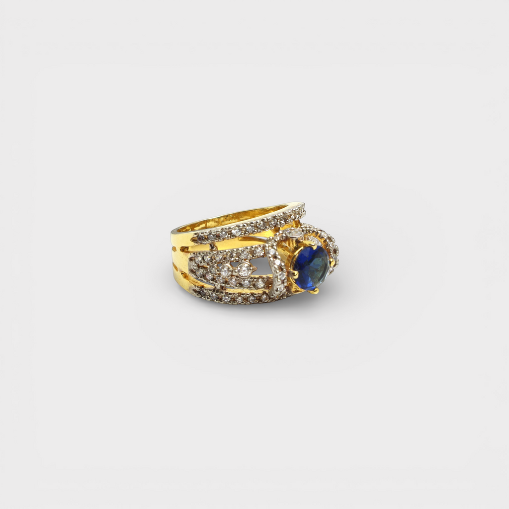 Blue Sapphire Open Lattice Ring