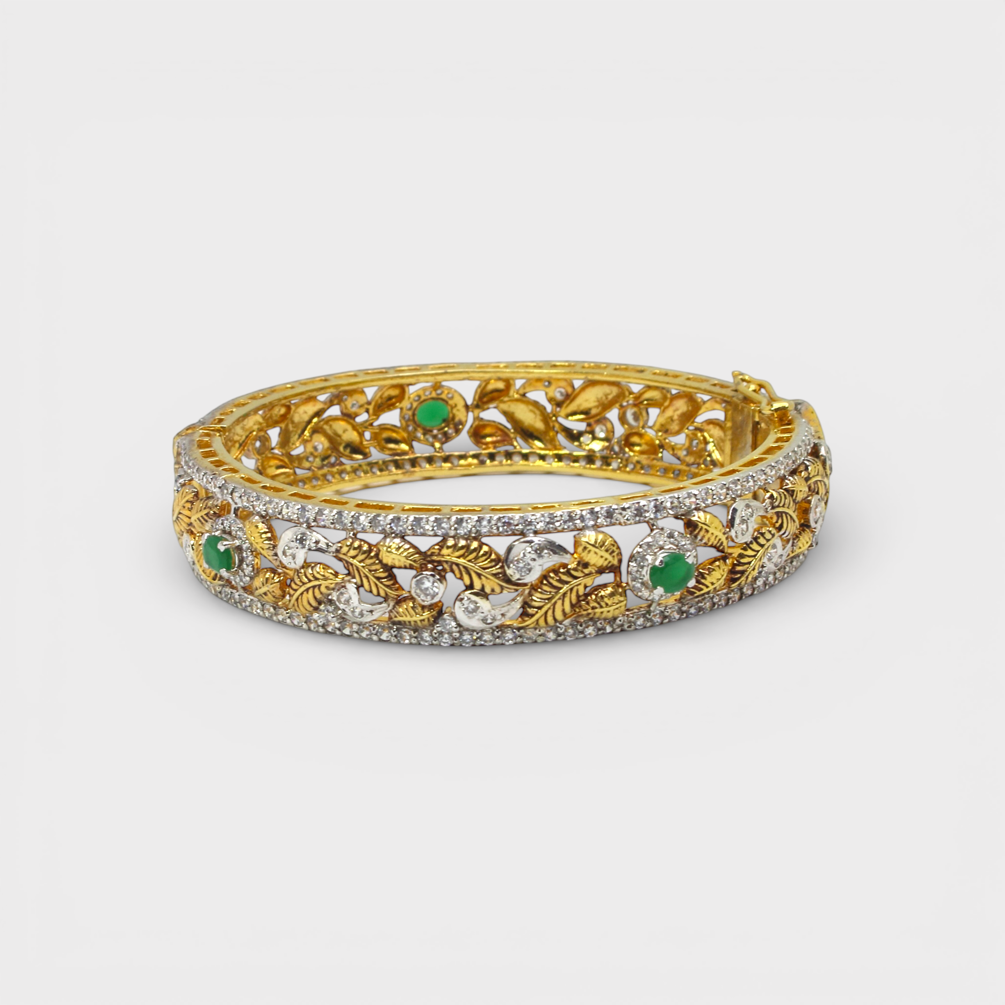 Emerald Leaf Filigree Bangle