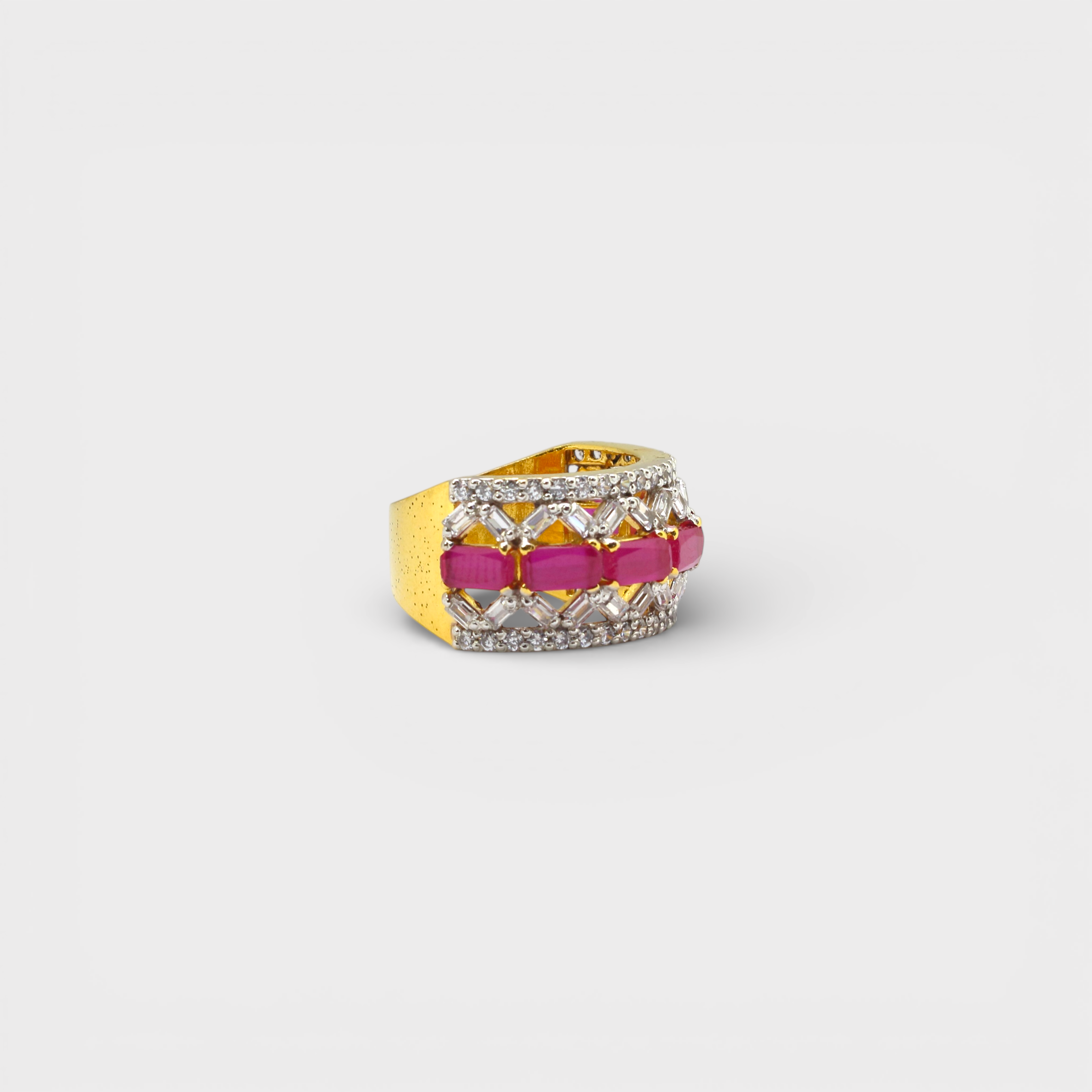 Pink Ruby Lattice Statement Ring