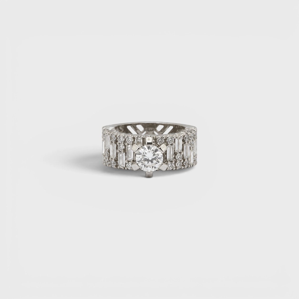 White Sapphire Wide Baguette Band Ring