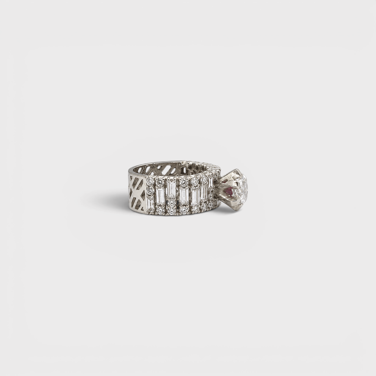 White Sapphire Wide Baguette Band Ring