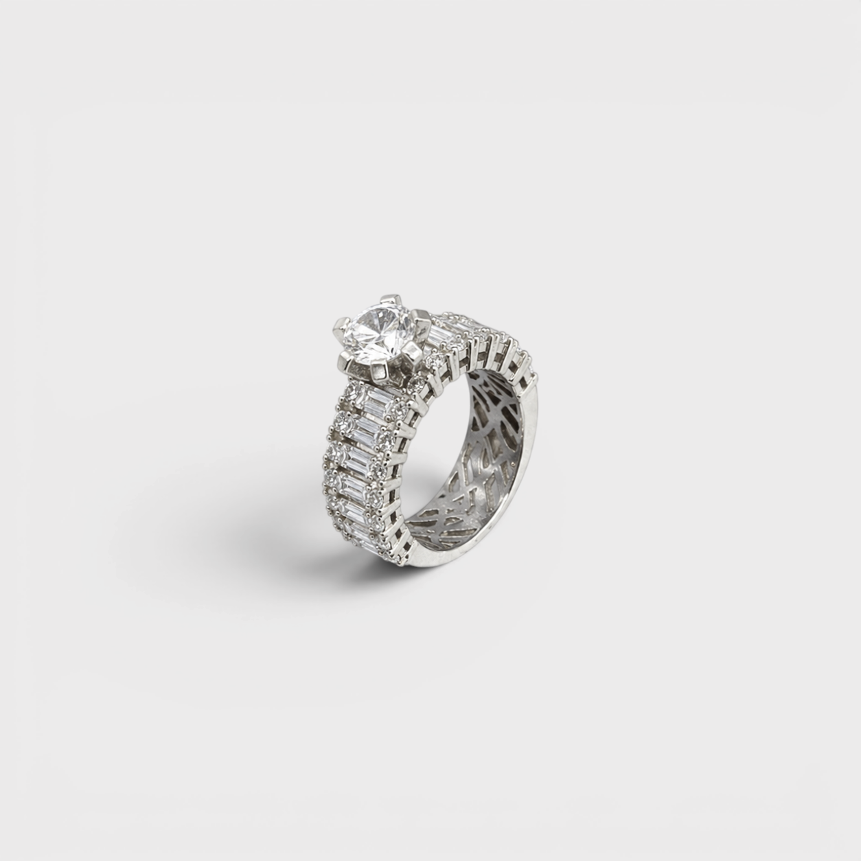 White Sapphire Wide Baguette Band Ring