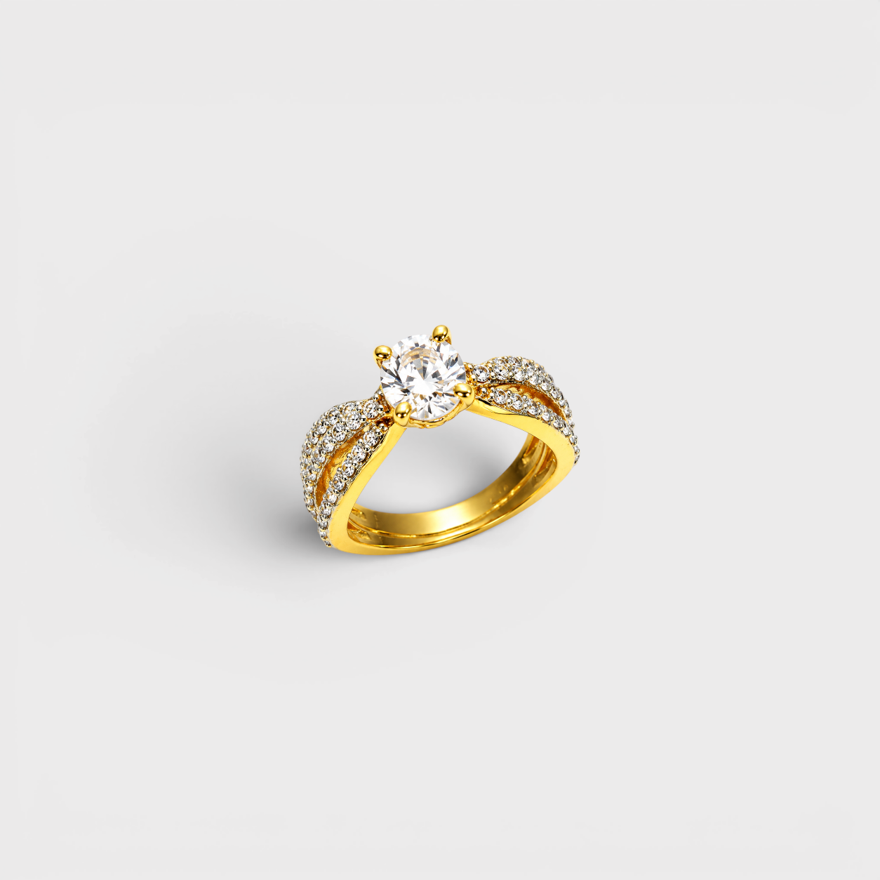 Cognac Zircon Floral Solitaire Ring