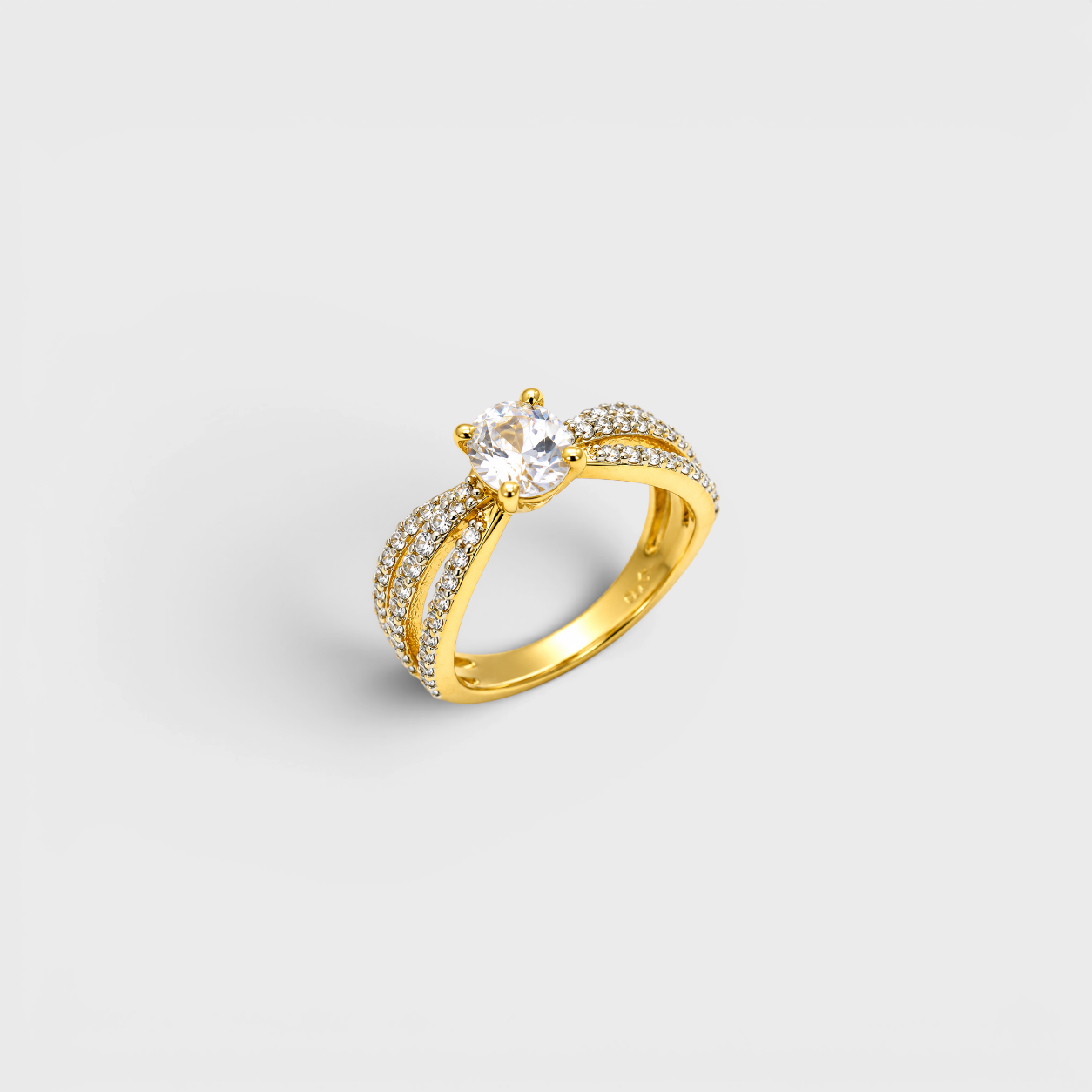 Cognac Zircon Floral Solitaire Ring
