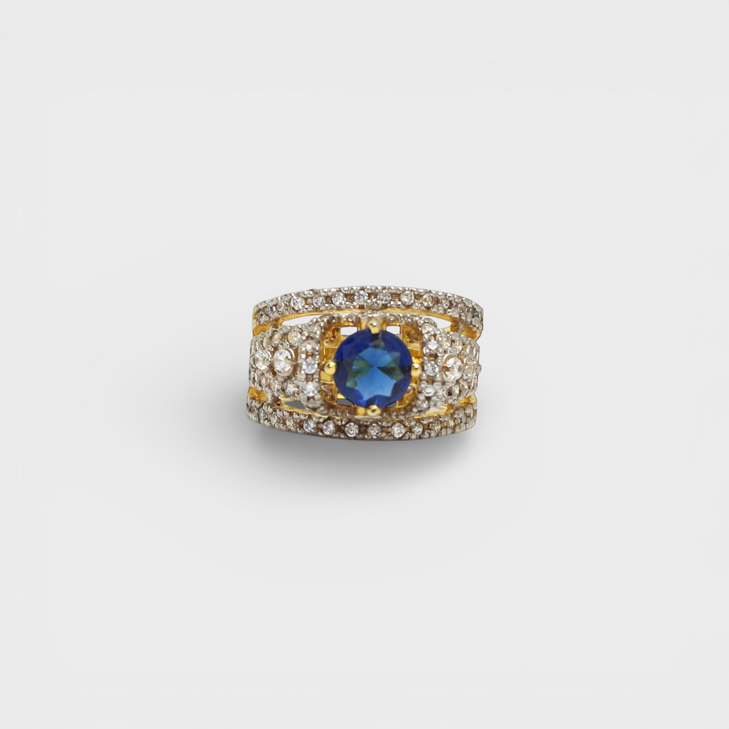 Blue Sapphire Open Lattice Ring
