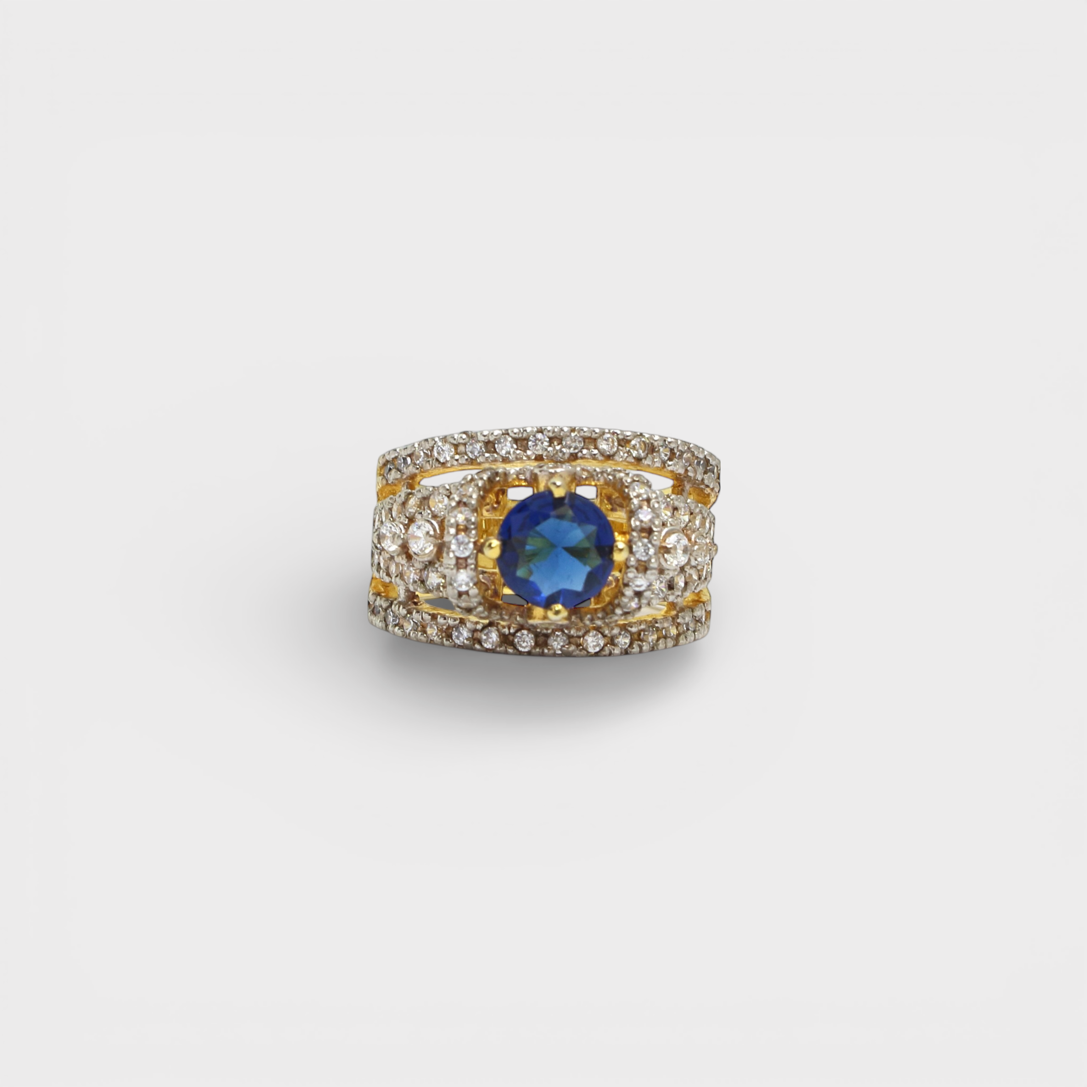 Blue Sapphire Open Lattice Ring