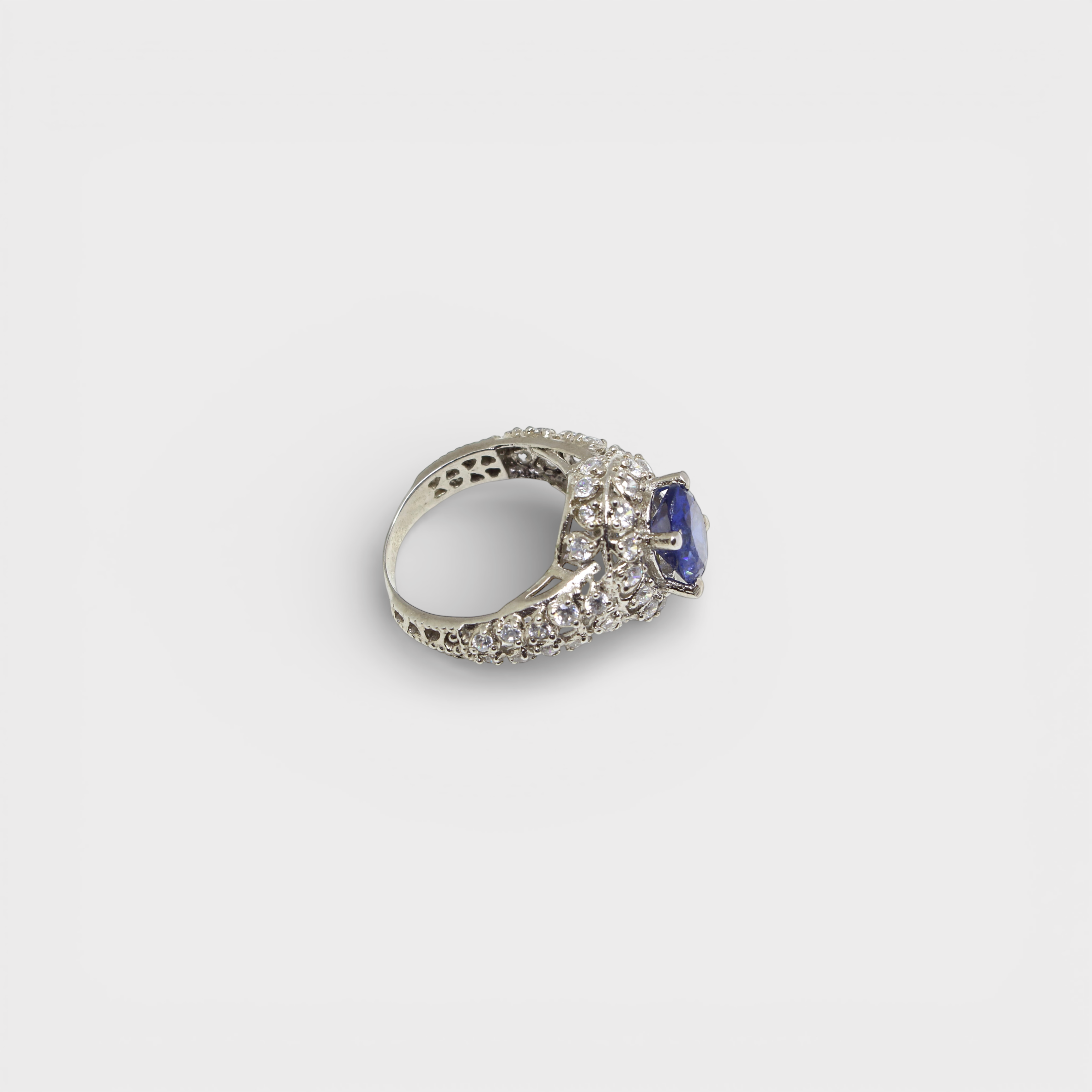 Sapphire Starburst Halo Ring