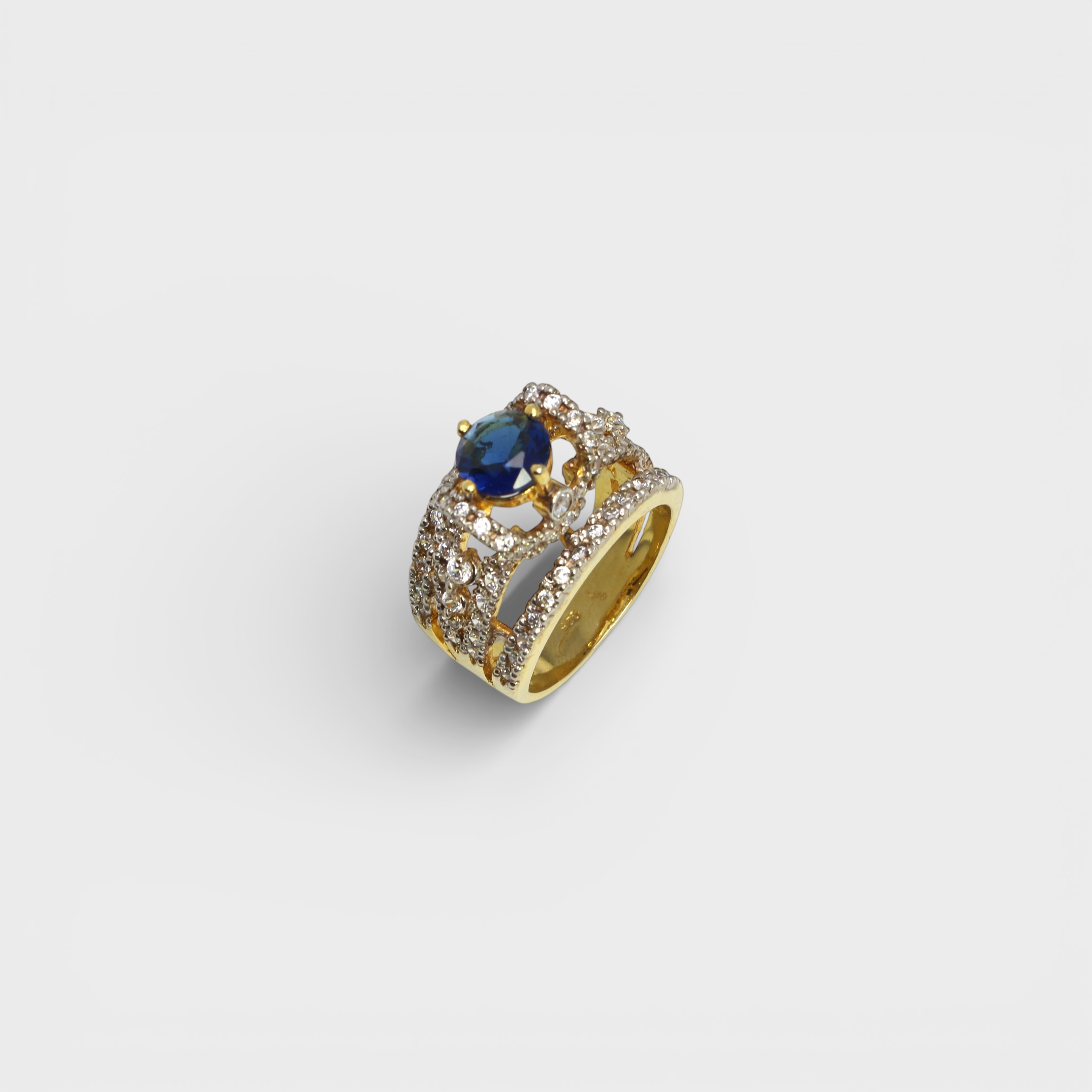Blue Sapphire Open Lattice Ring