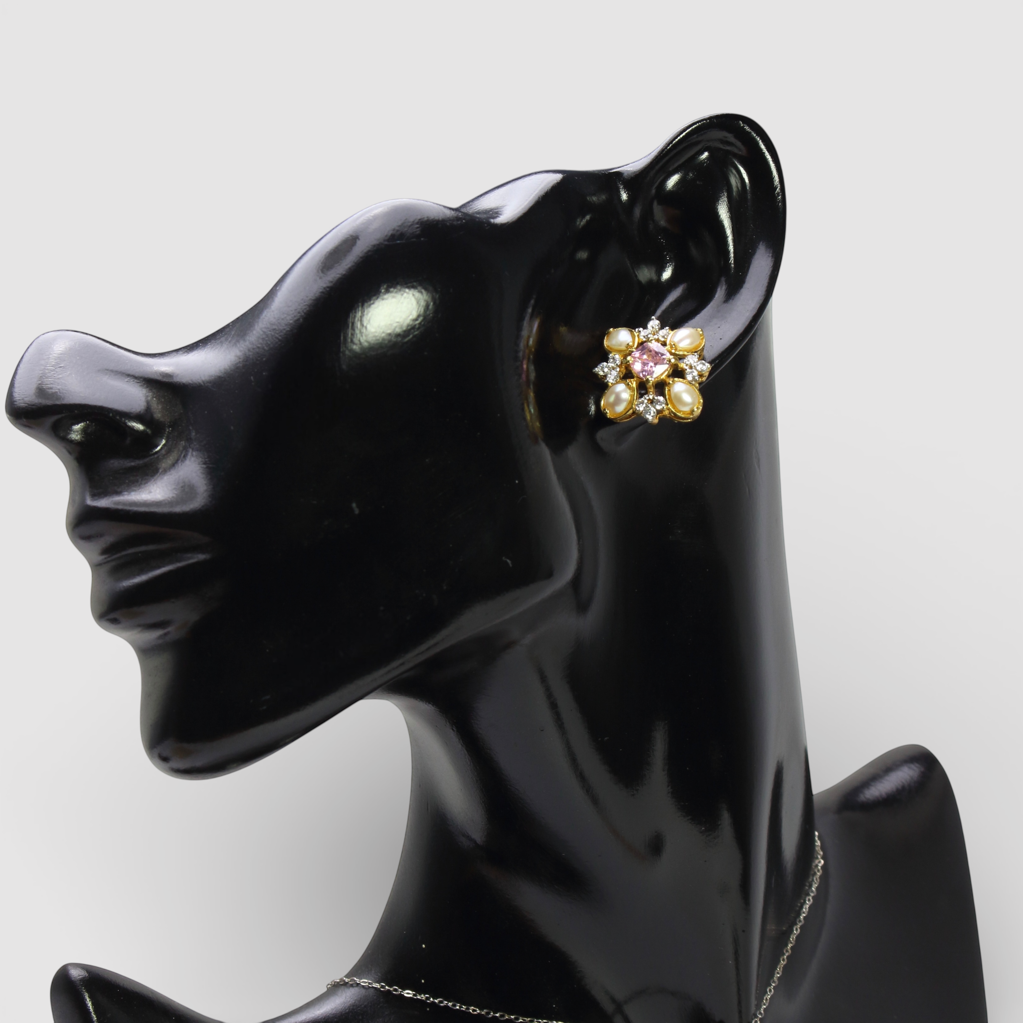 Pink Sapphire Pearl Floral Set – Pendant & Earrings