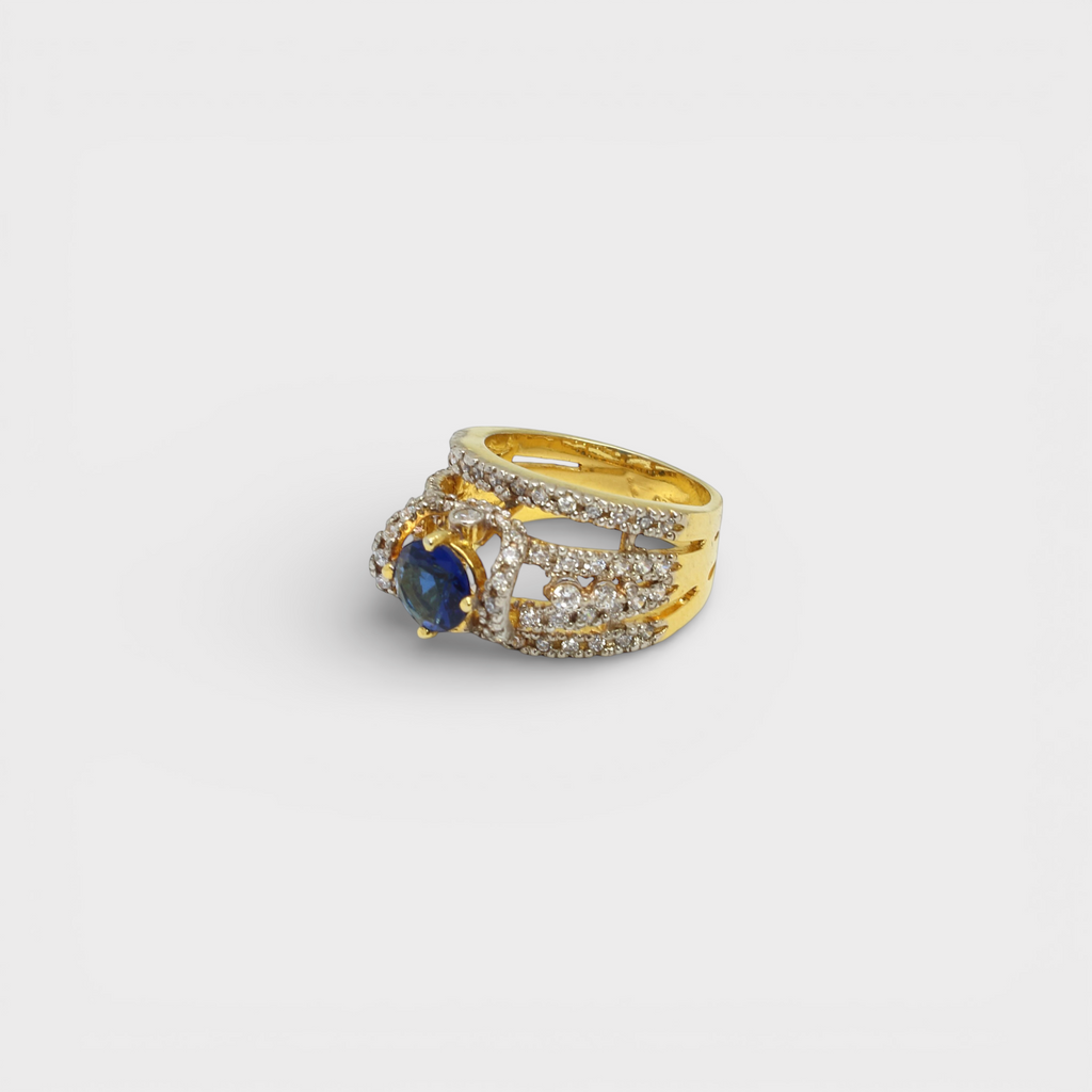 Blue Sapphire Open Lattice Ring