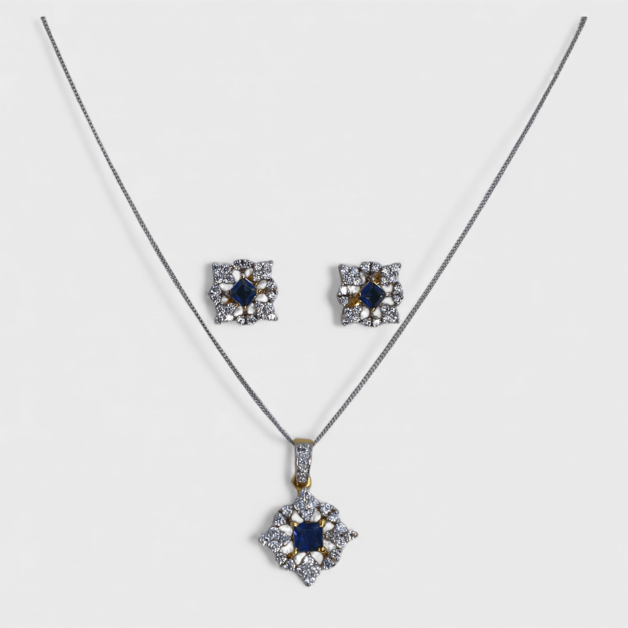 Royal Sapphire Blossom Locket Suite - Monis Anas Jewellers