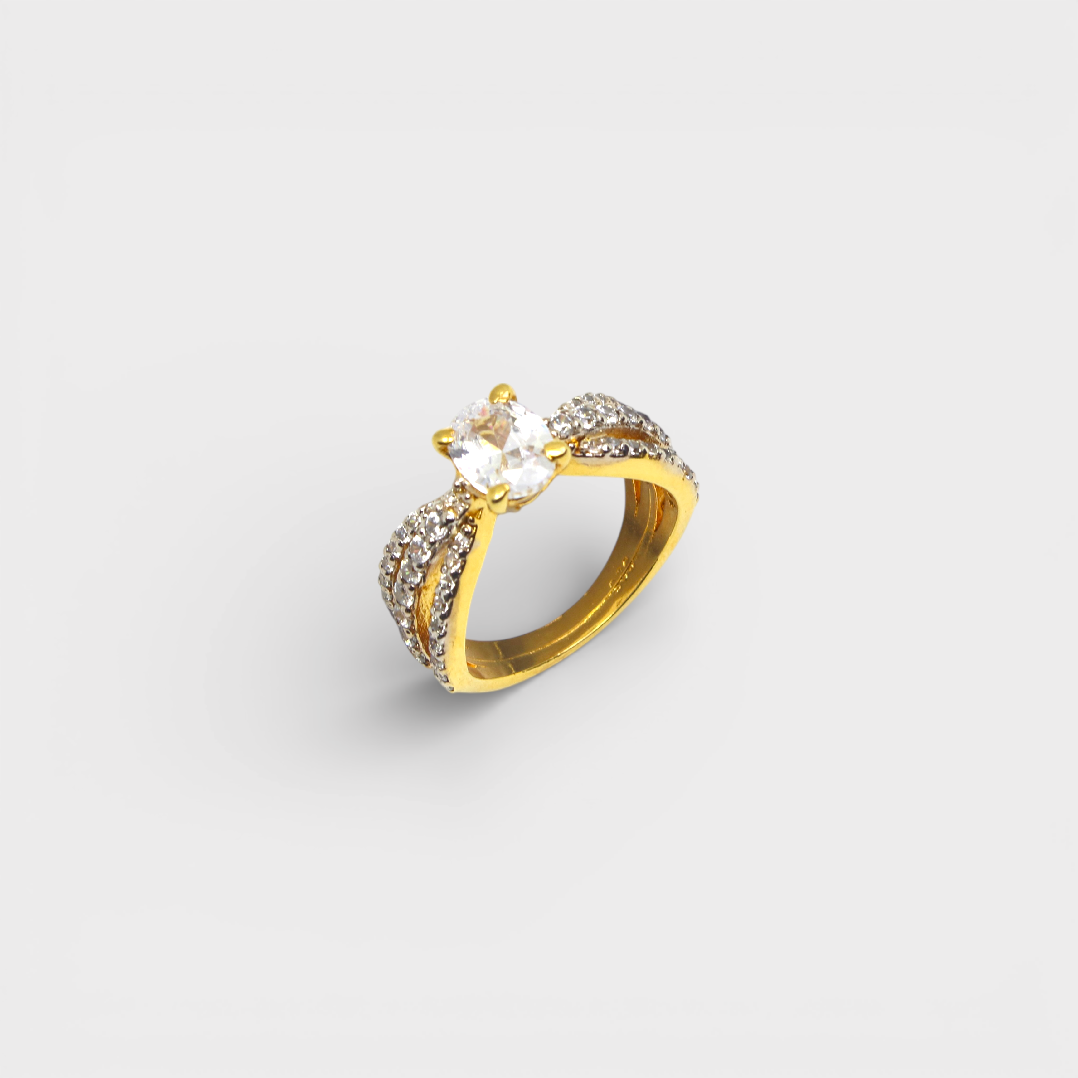 Cognac Zircon Floral Solitaire Ring