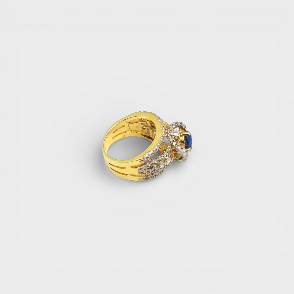 Blue Sapphire Open Lattice Ring