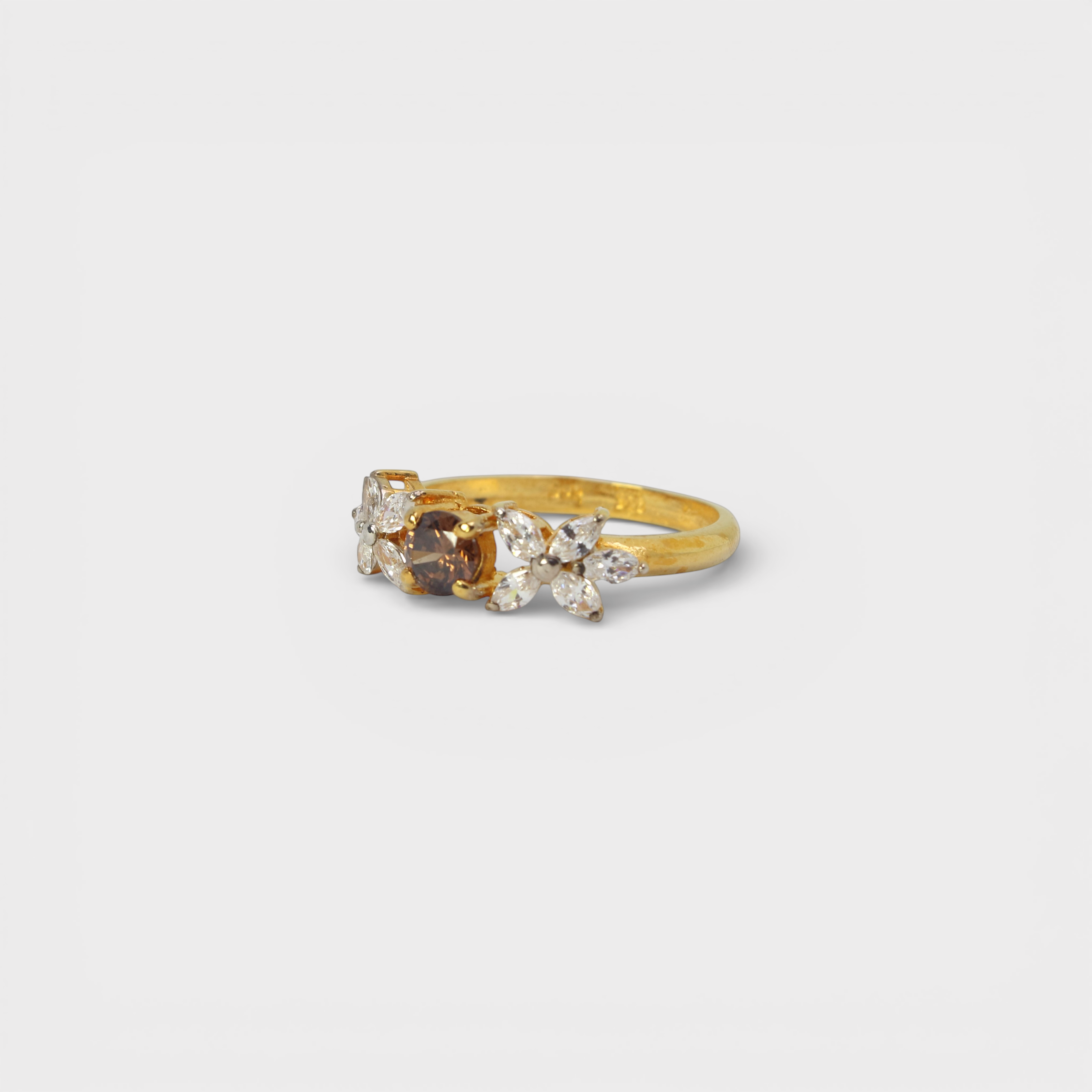 Champagne Zircon Flower Ring