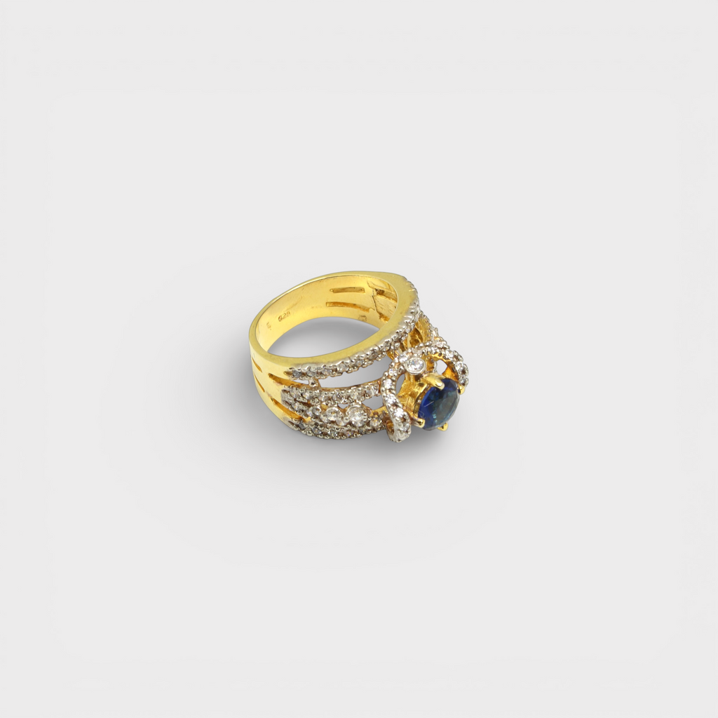 Blue Sapphire Open Lattice Ring