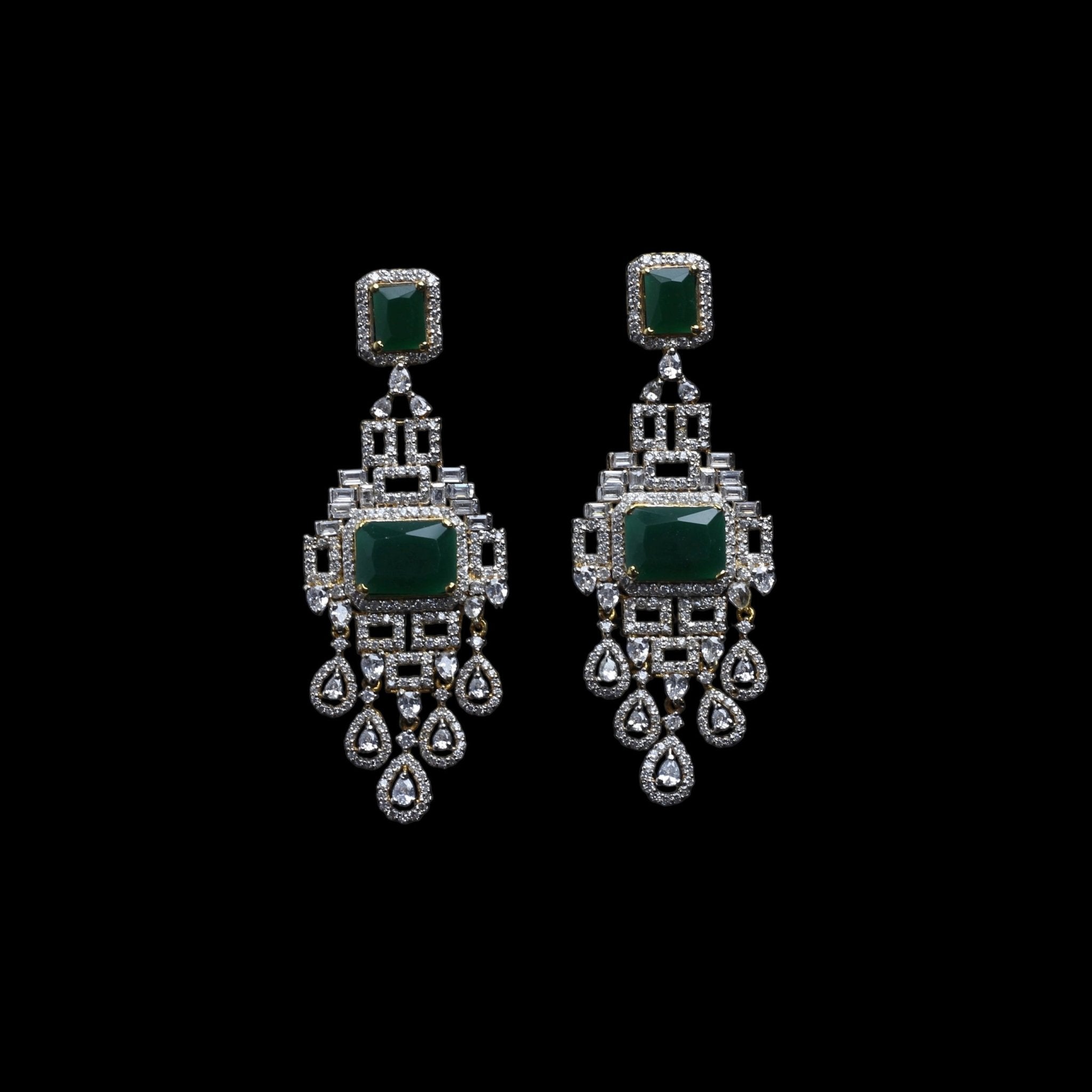 Imperial Emerald Cascade Chandelier Earrings - Monis Anas Jewellers