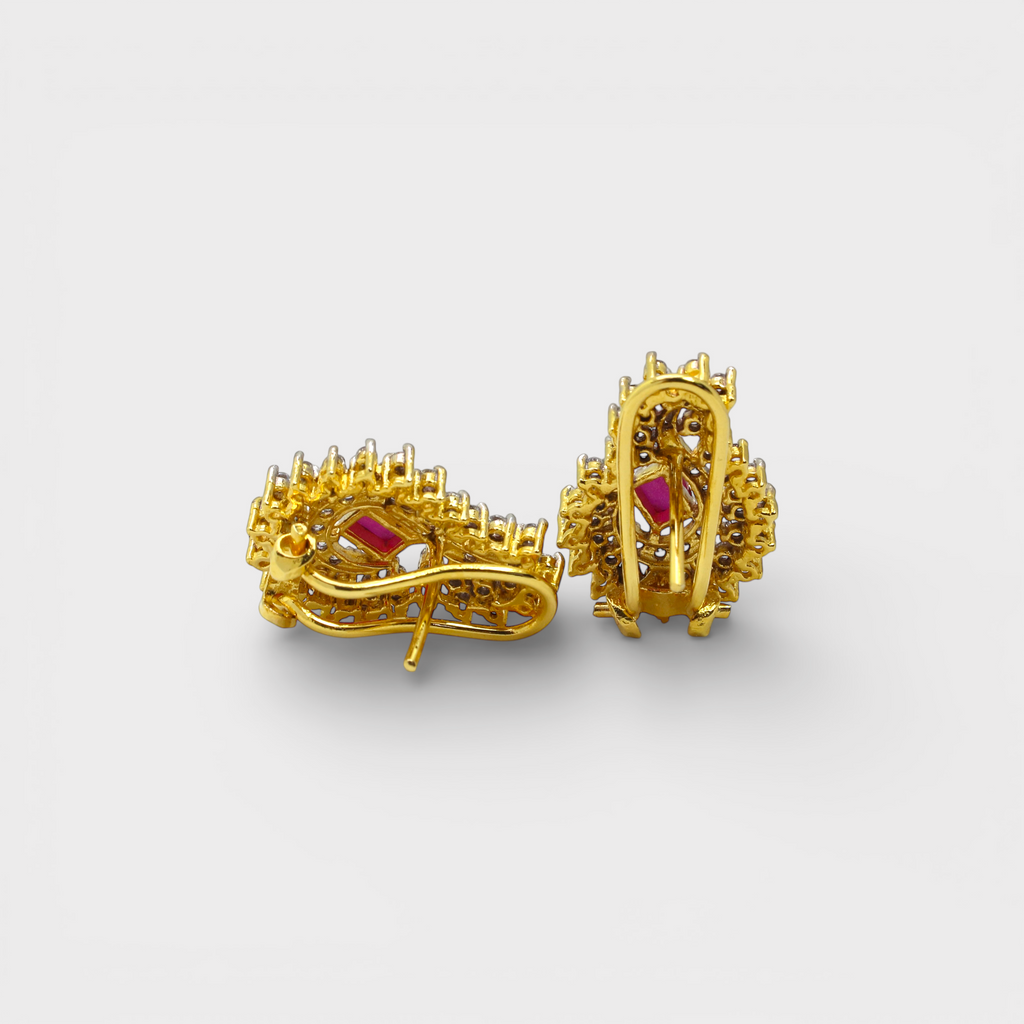 Ruby Floral Petal Drop Earrings