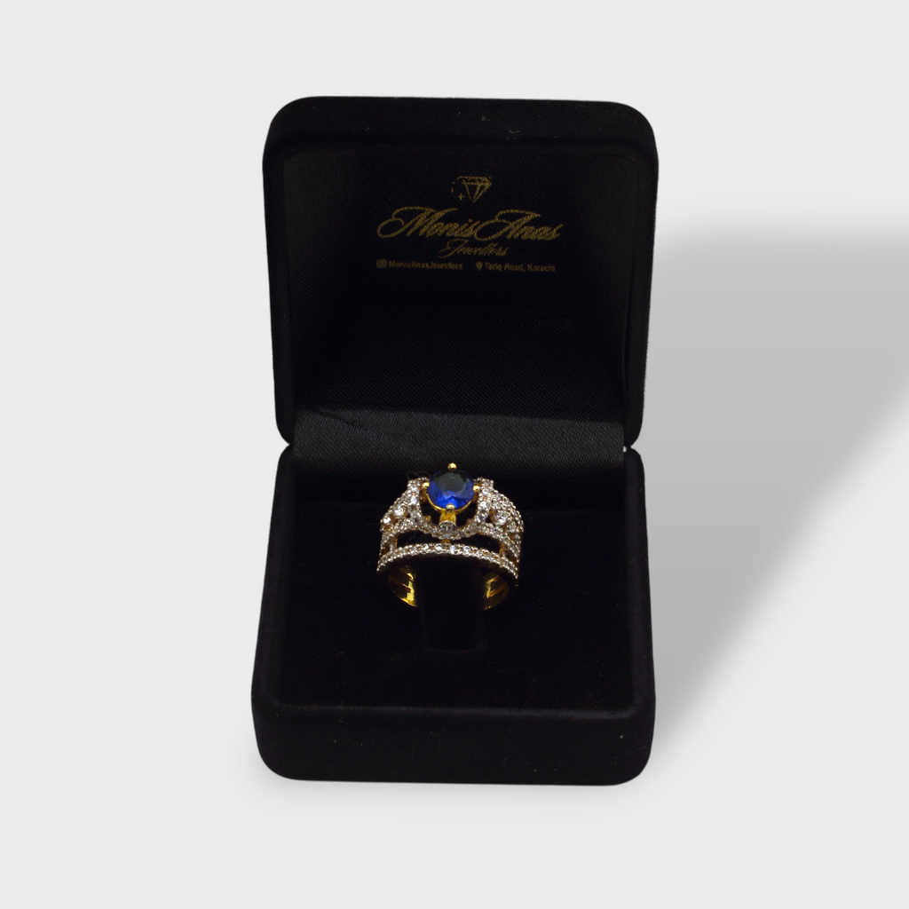 Blue Sapphire Open Lattice Ring