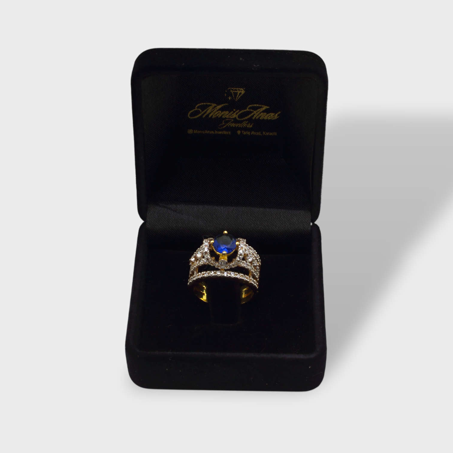 Blue Sapphire Open Lattice Ring