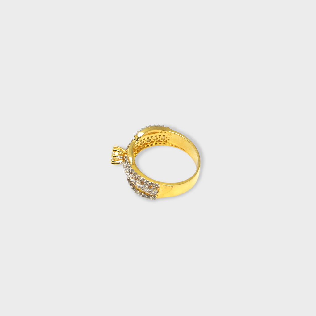 Golden Crisscross Sparkle Cocktail Ring