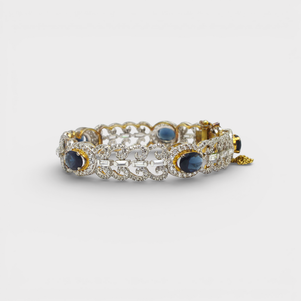 Blue Sapphire Open Lattice Bangle