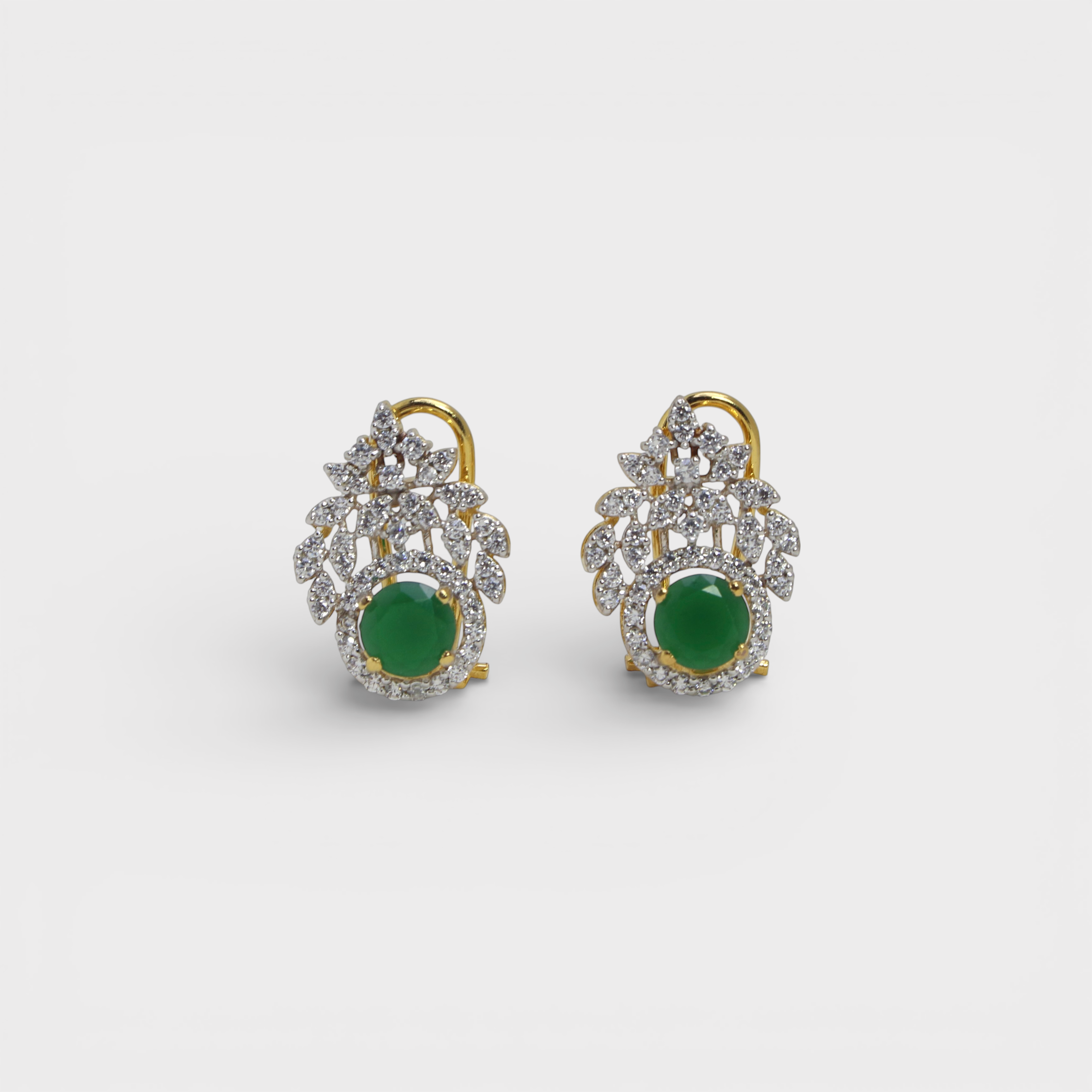 Royal Green & Diamond-Style Leaf Studs