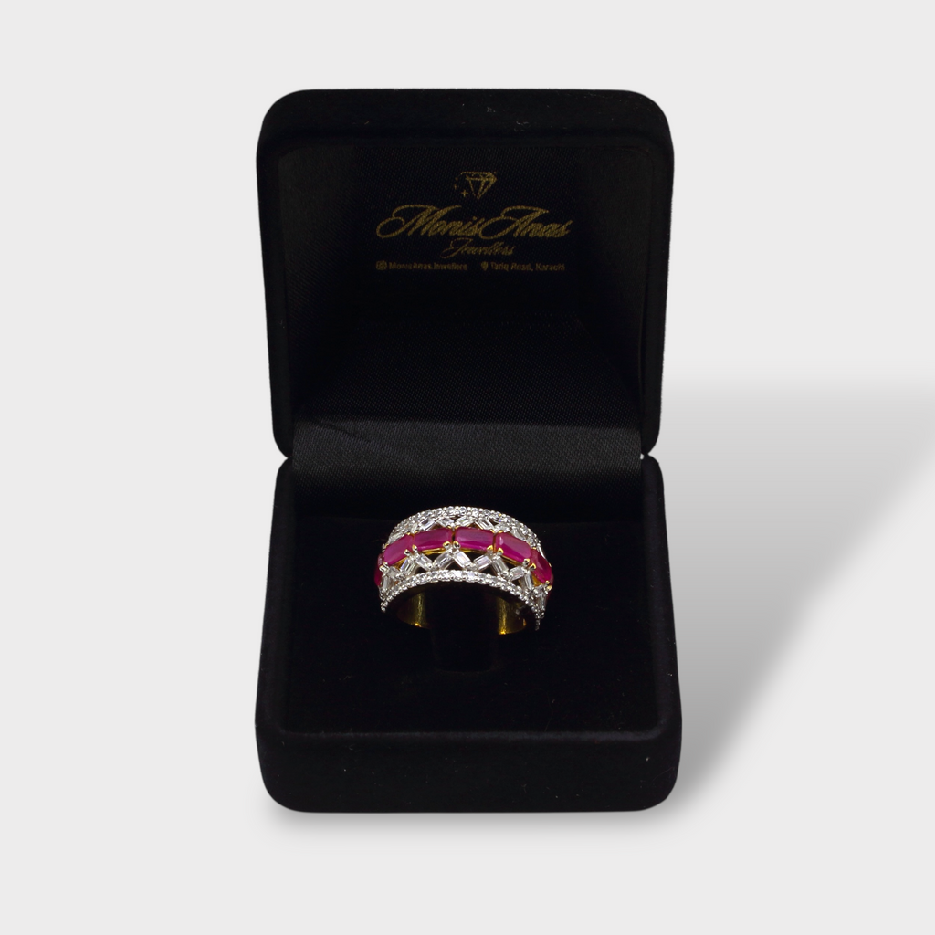 Pink Ruby Lattice Statement Ring