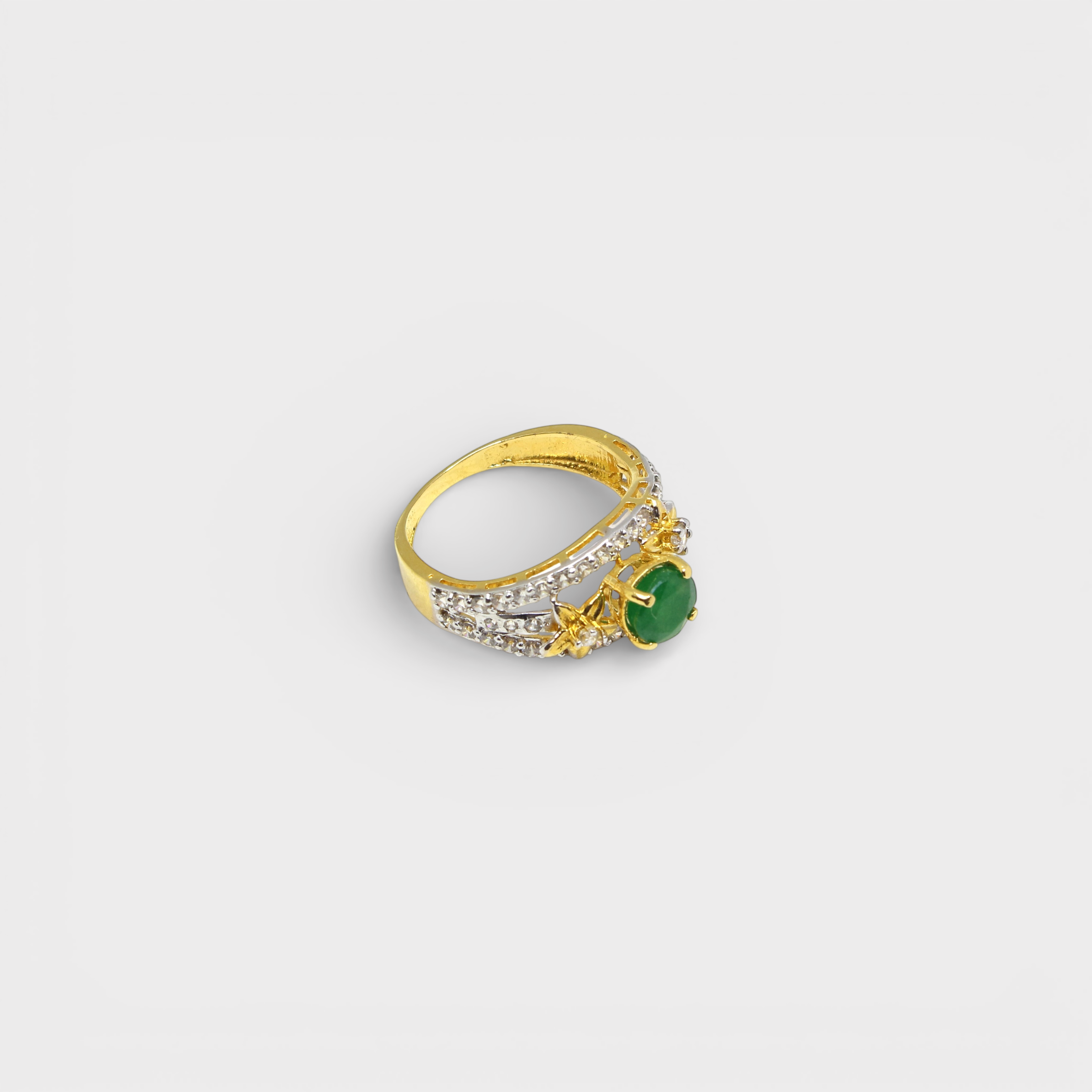 Emerald Lotus Solitaire Ring