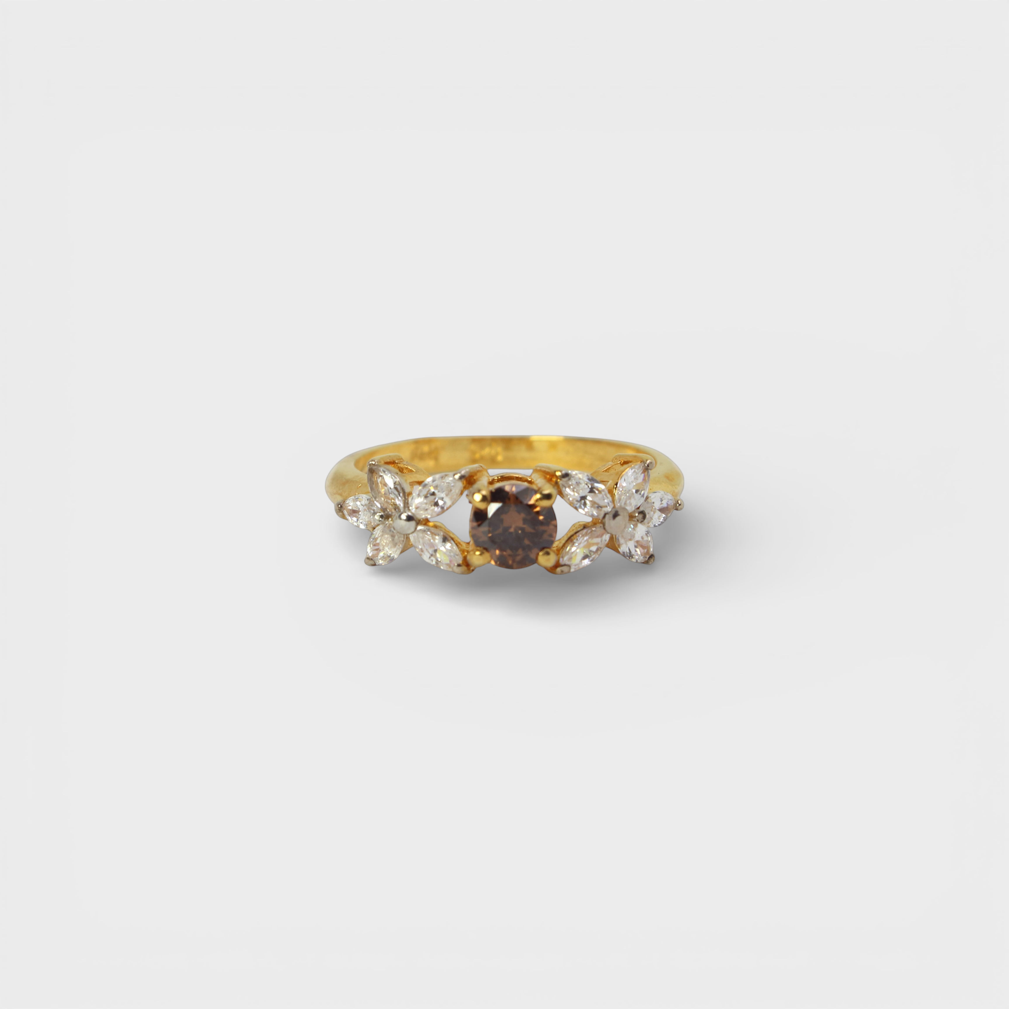 Champagne Zircon Flower Ring