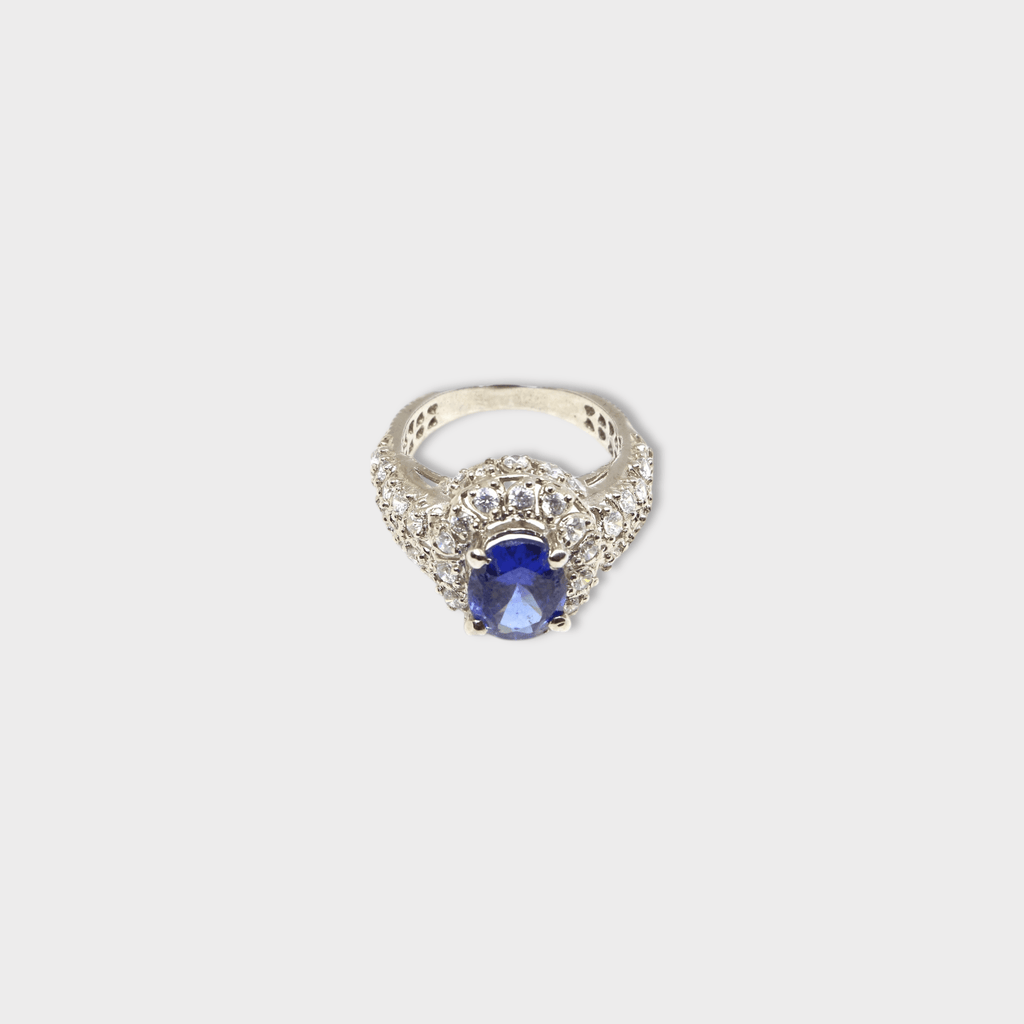 Sapphire Starburst Halo Ring - Monis Anas Jewellers