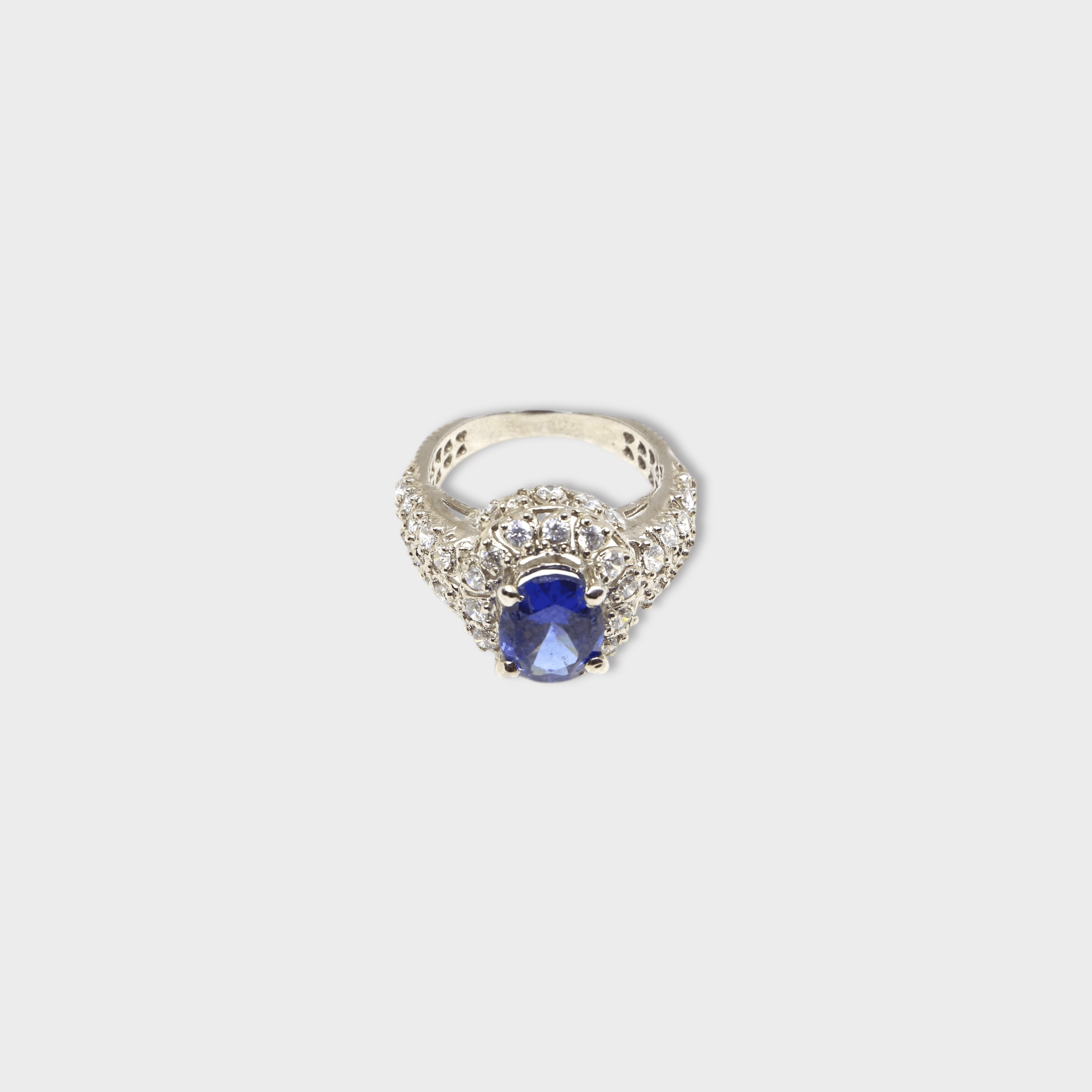 Sapphire Starburst Halo Ring - Monis Anas Jewellers