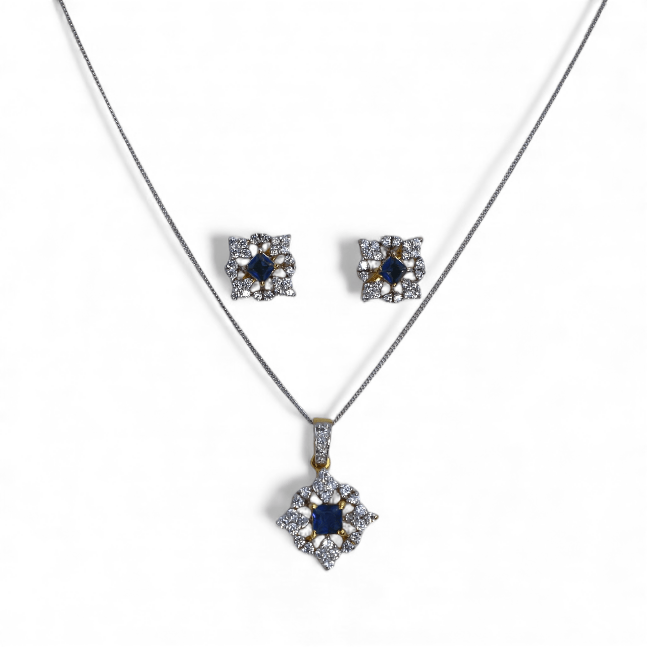 Royal Sapphire Blossom Locket Suite - Monis Anas Jewellers