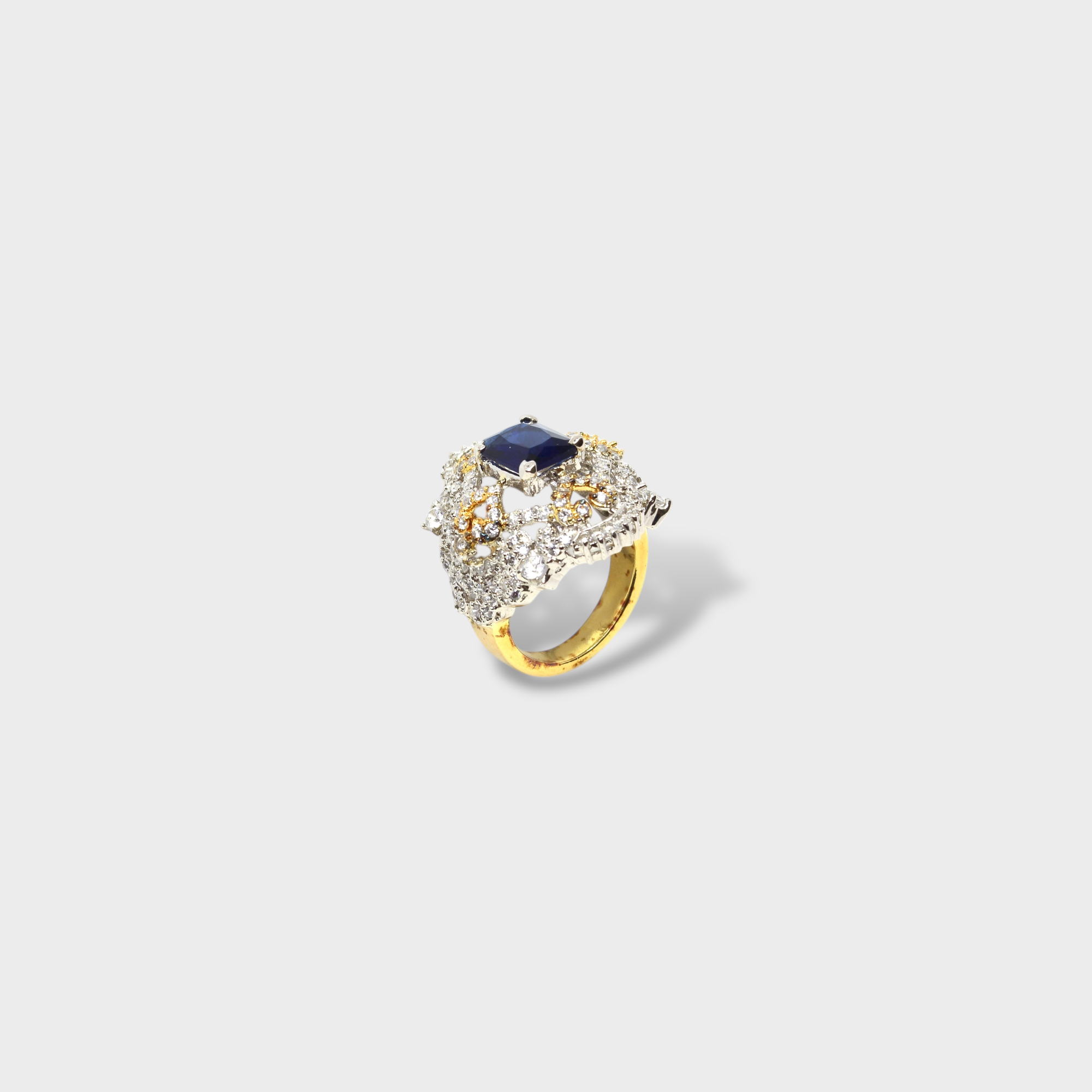 Sapphire Fleur-de-Lis Halo Ring