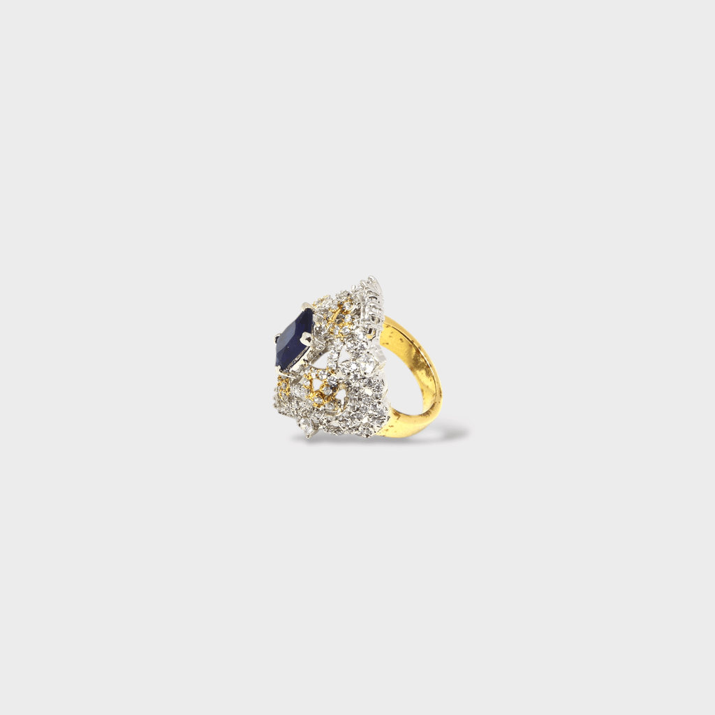 Sapphire Fleur - de - Lis Halo Ring - Monis Anas Jewellers