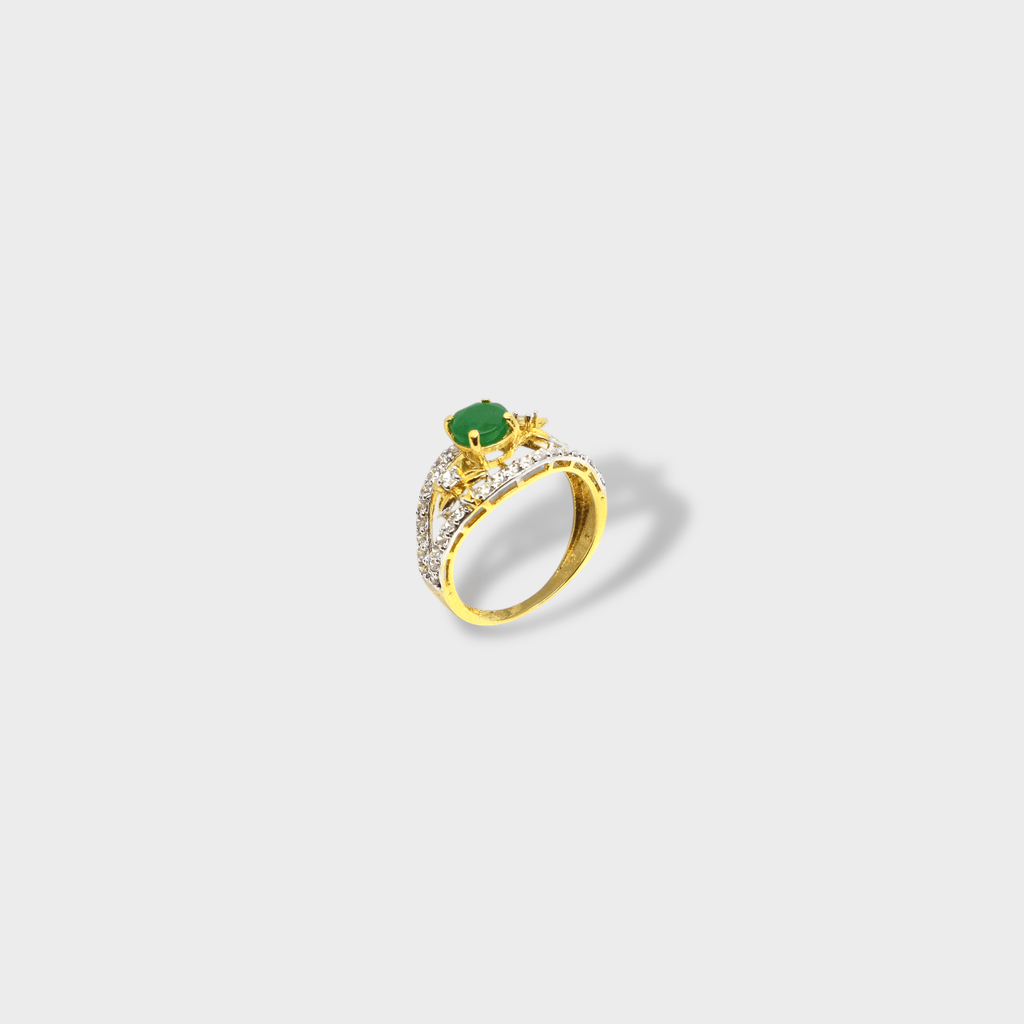 Emerald Lotus Solitaire Ring - Monis Anas Jewellers