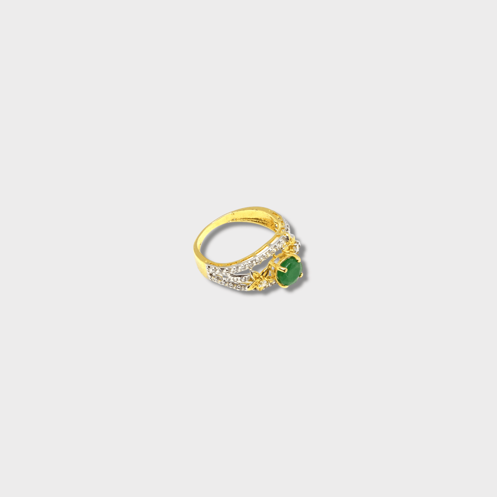 Emerald Lotus Solitaire Ring - Monis Anas Jewellers