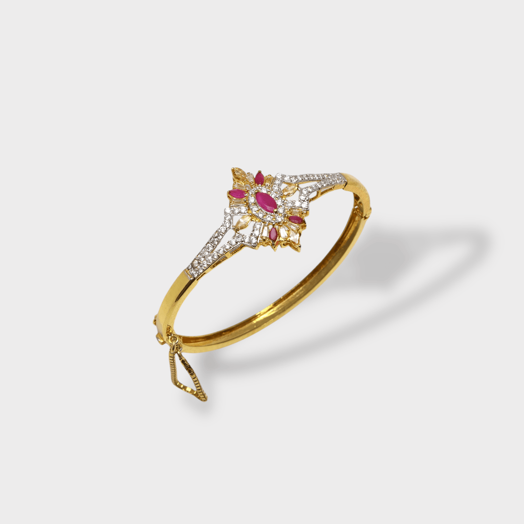 Ruby Lotus Bloom Bangle - Monis Anas Jewellers