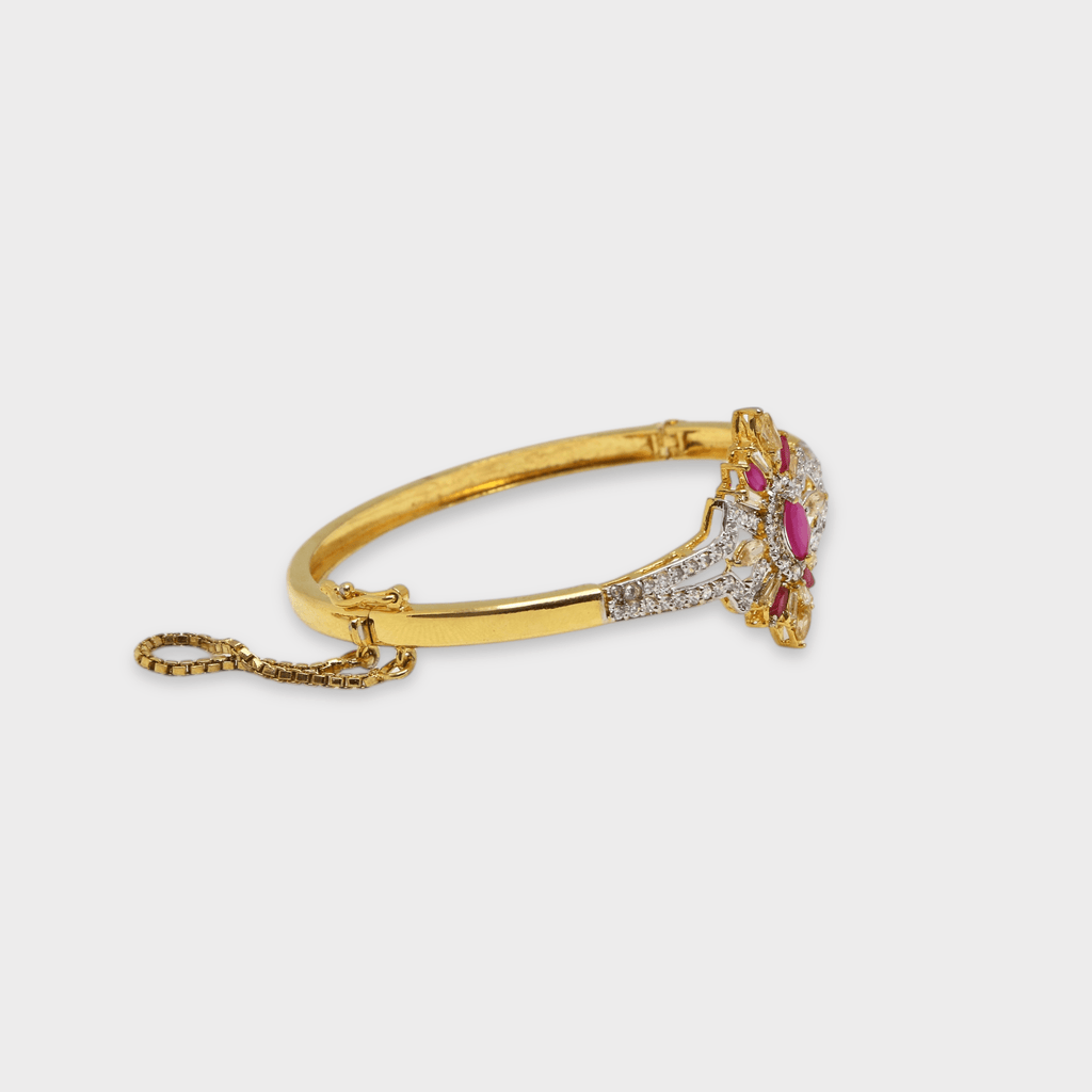 Ruby Lotus Bloom Bangle - Monis Anas Jewellers