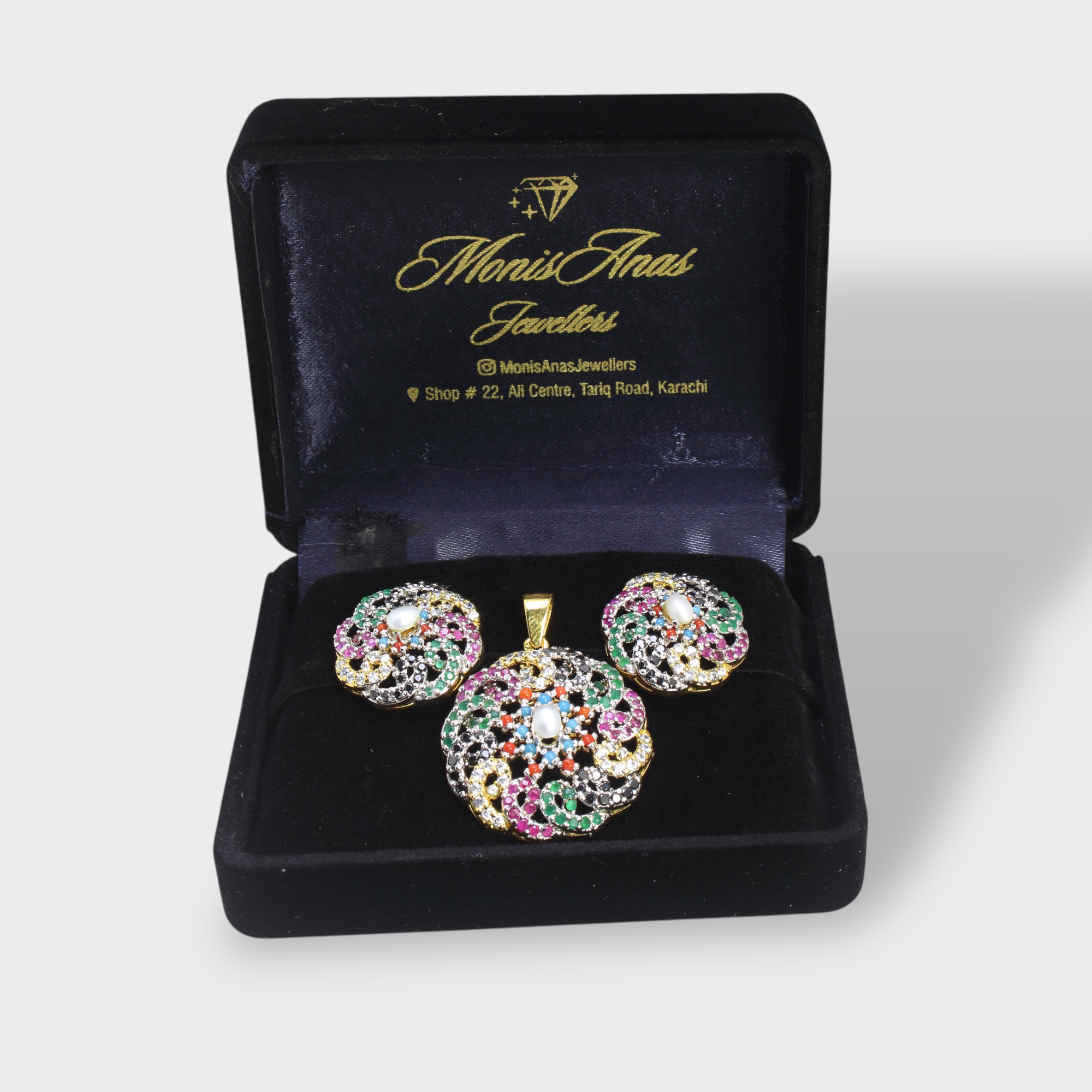Rainbow Floral Pearl & Multicolor Gemstone Set