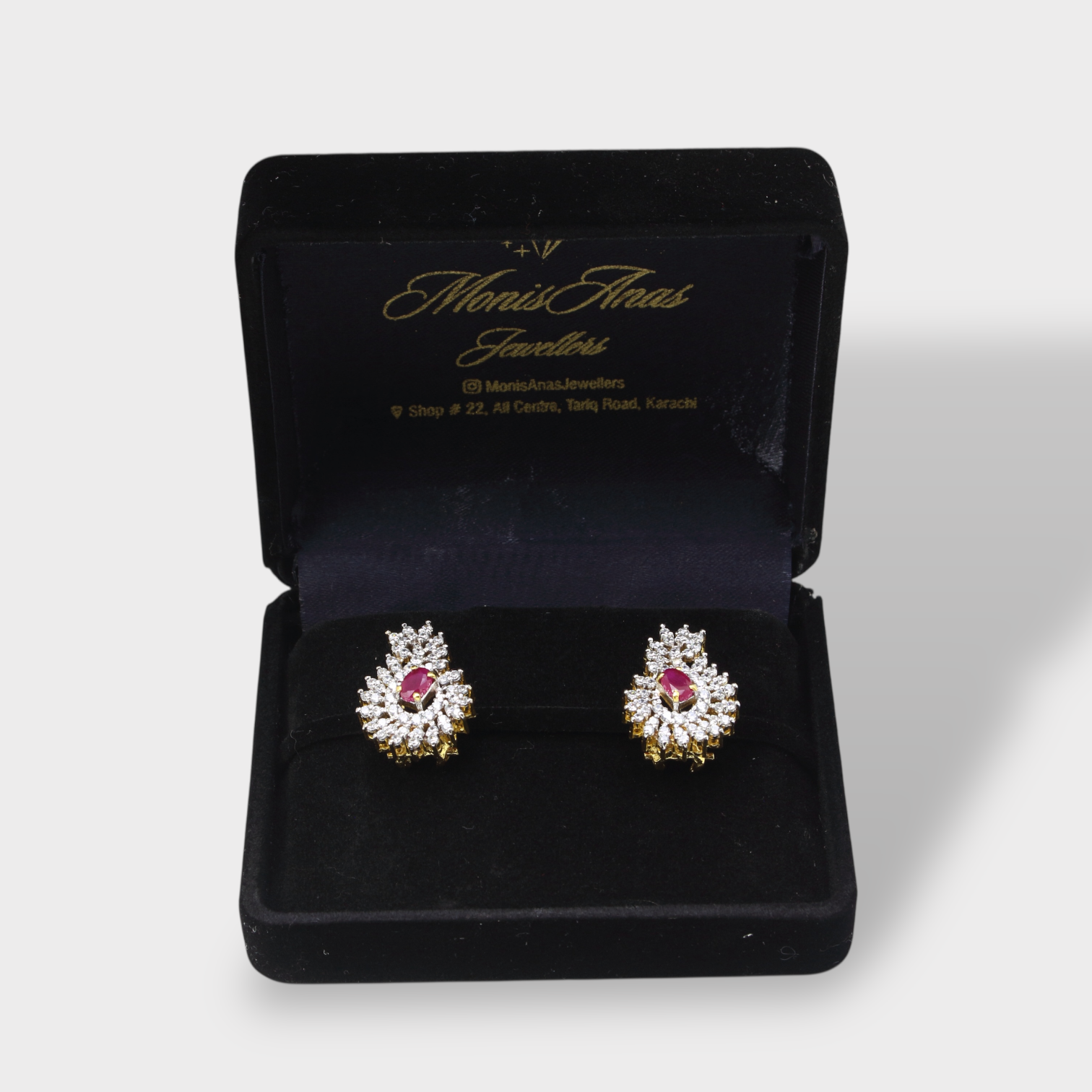 Ruby Floral Petal Drop Earrings